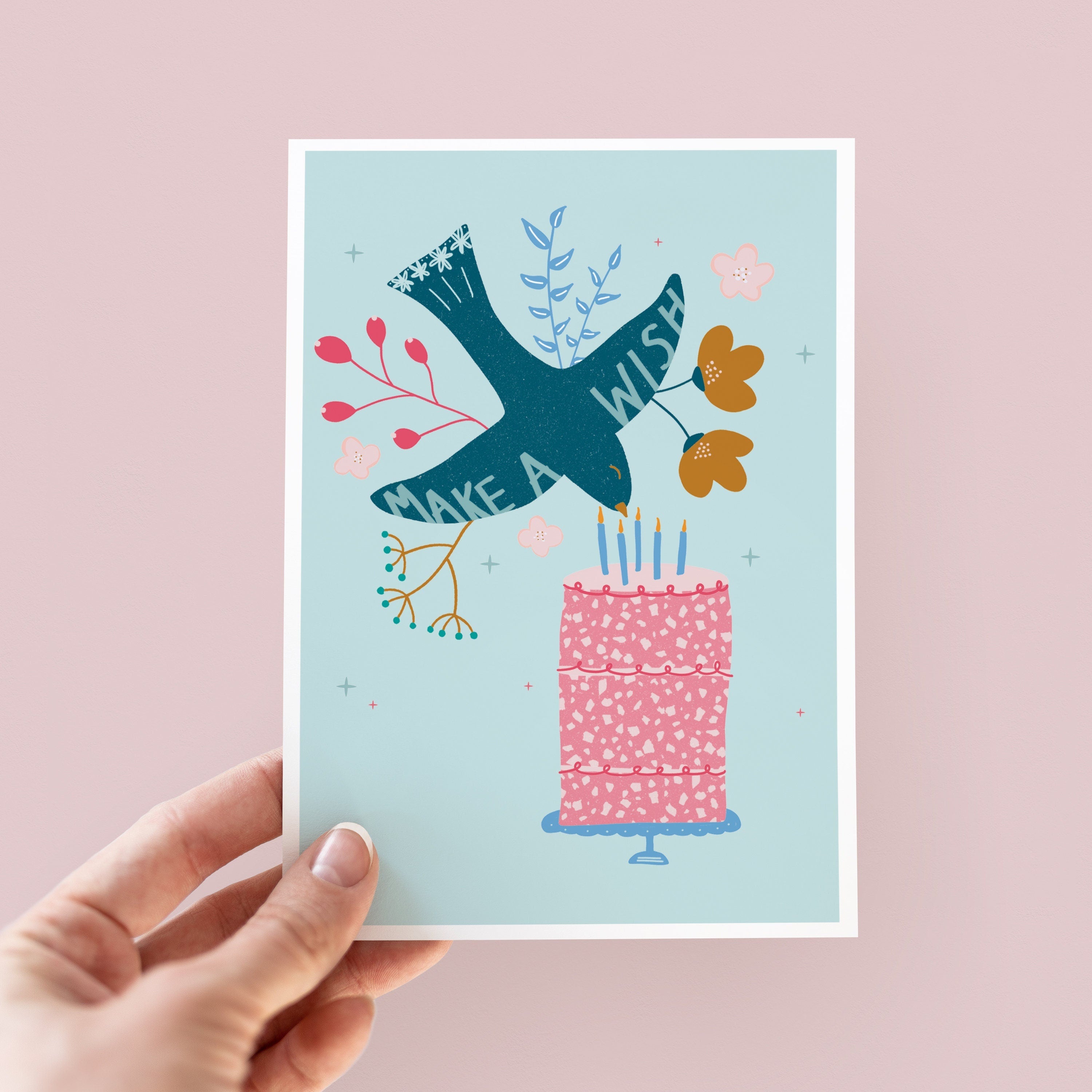 Make A Wish Illustrated Birthday Card ・Birthday Card For Her