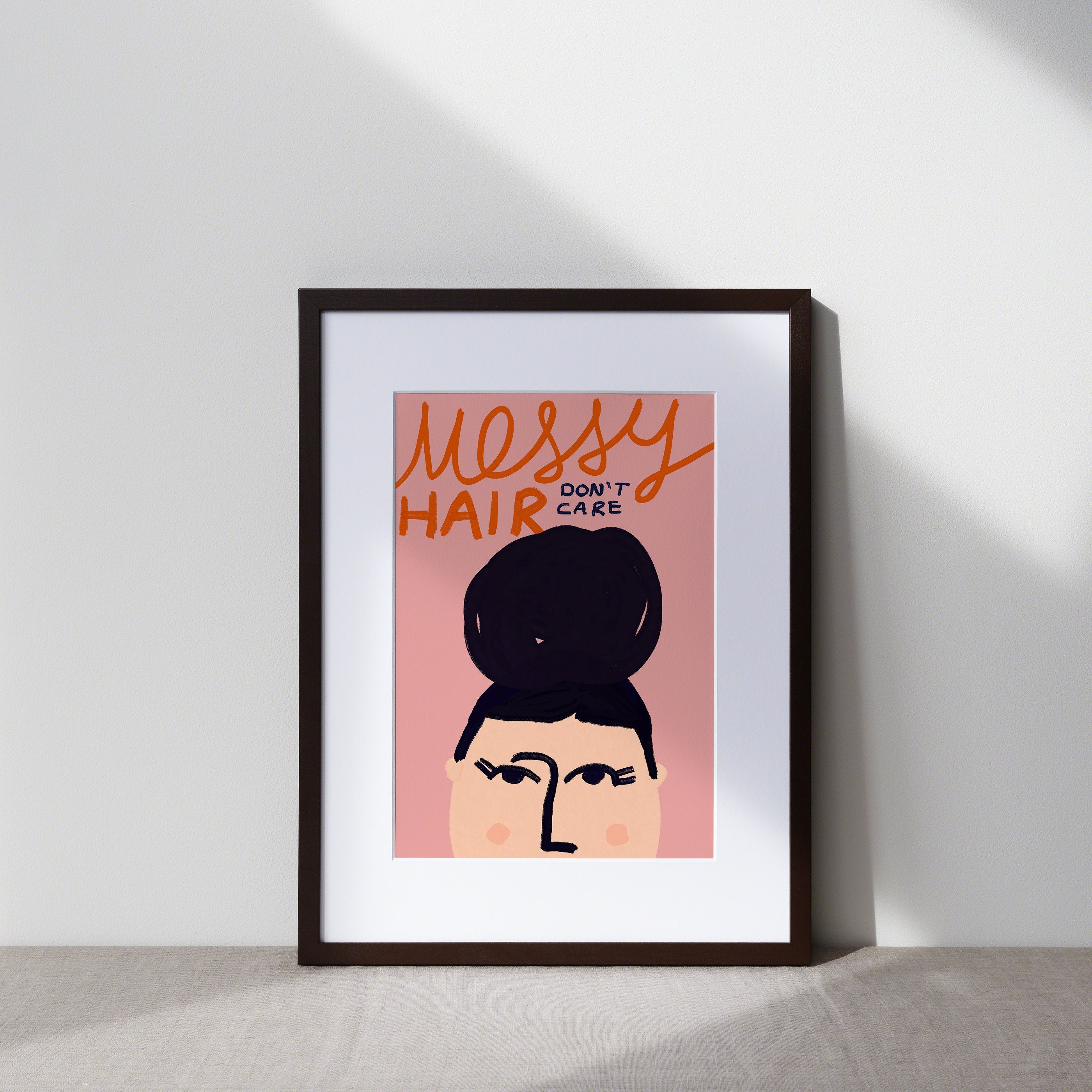 Messy Hair Don't Care Illustrated Art Print