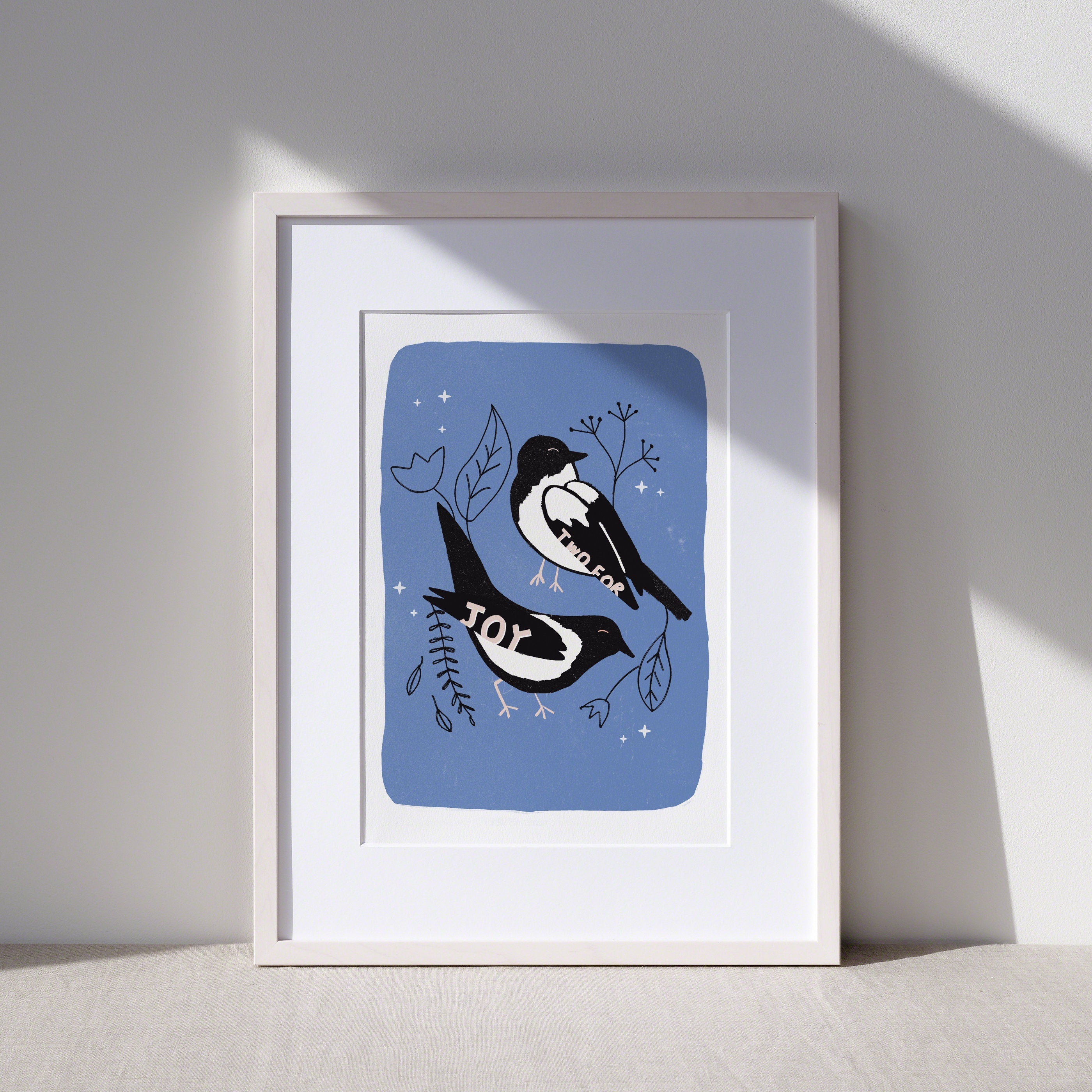 Two For Joy Magpies Illustrated Art Print