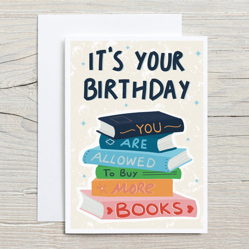 Buy More Books Birthday Card