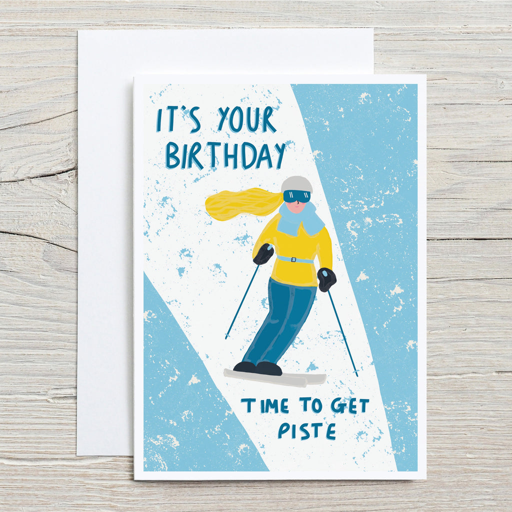 Funny Skiing Birthday Card For Her