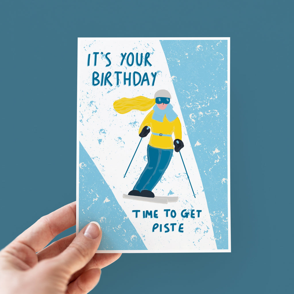 Funny Skiing Birthday Card For Her