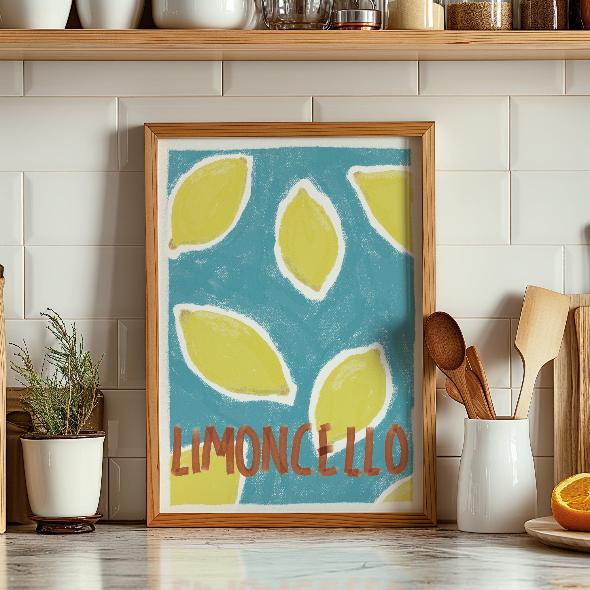 Limoncello Illustrated Art Print For Kitchen