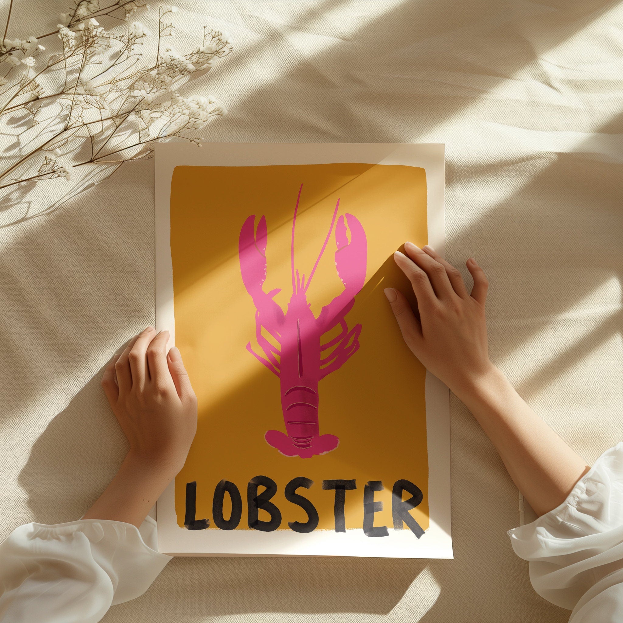 Lobster Typography Art Print For Kitchen