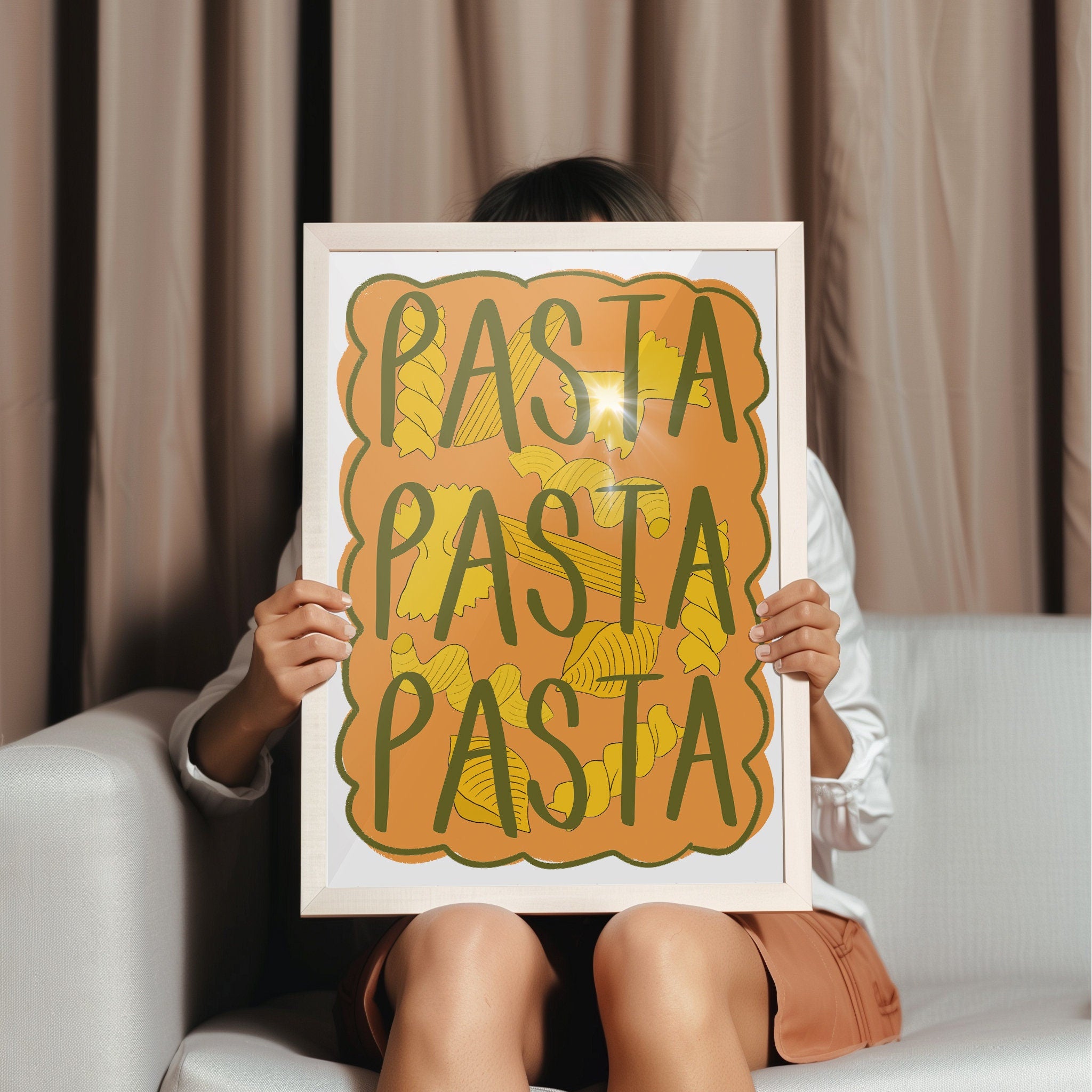 Pasta Pasta Pasta Typography Art Print For Kitchen