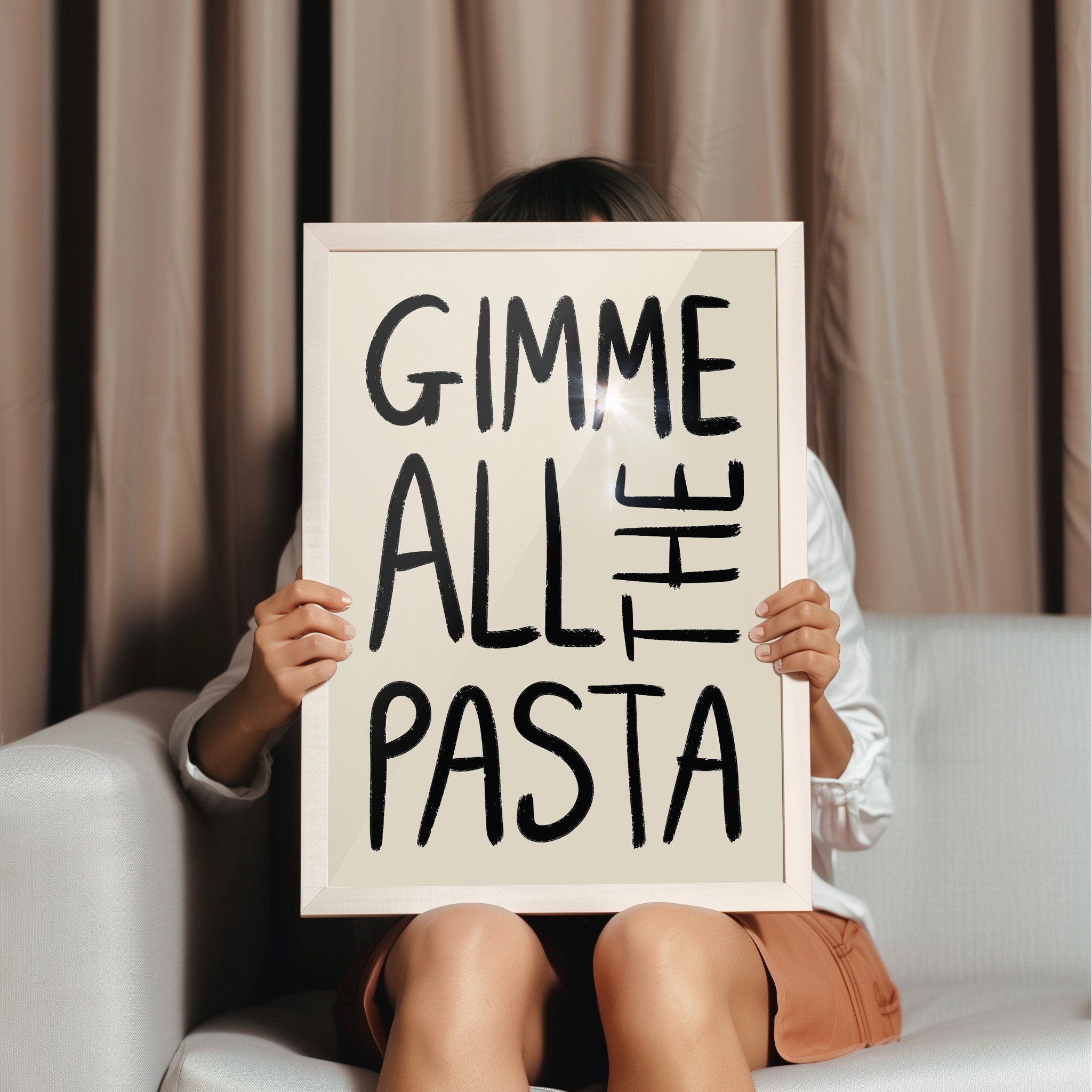 Gimme Pasta Illustrated Art Print For Kitchen
