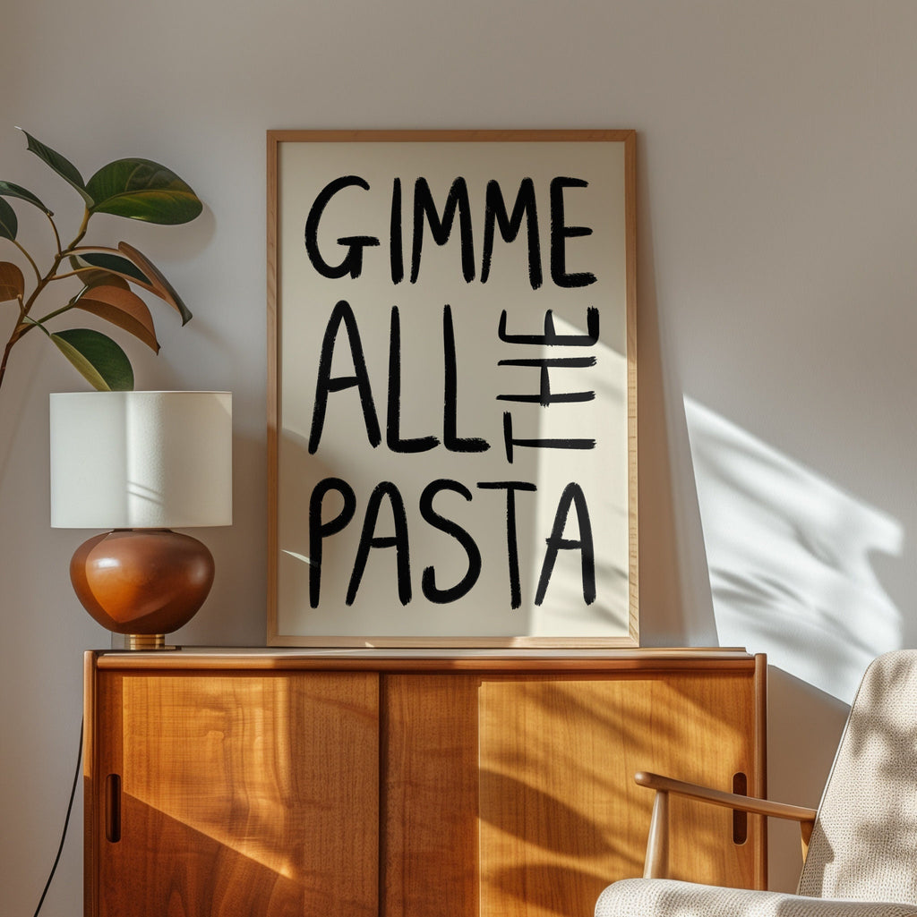 Gimme Pasta Illustrated Art Print For Kitchen