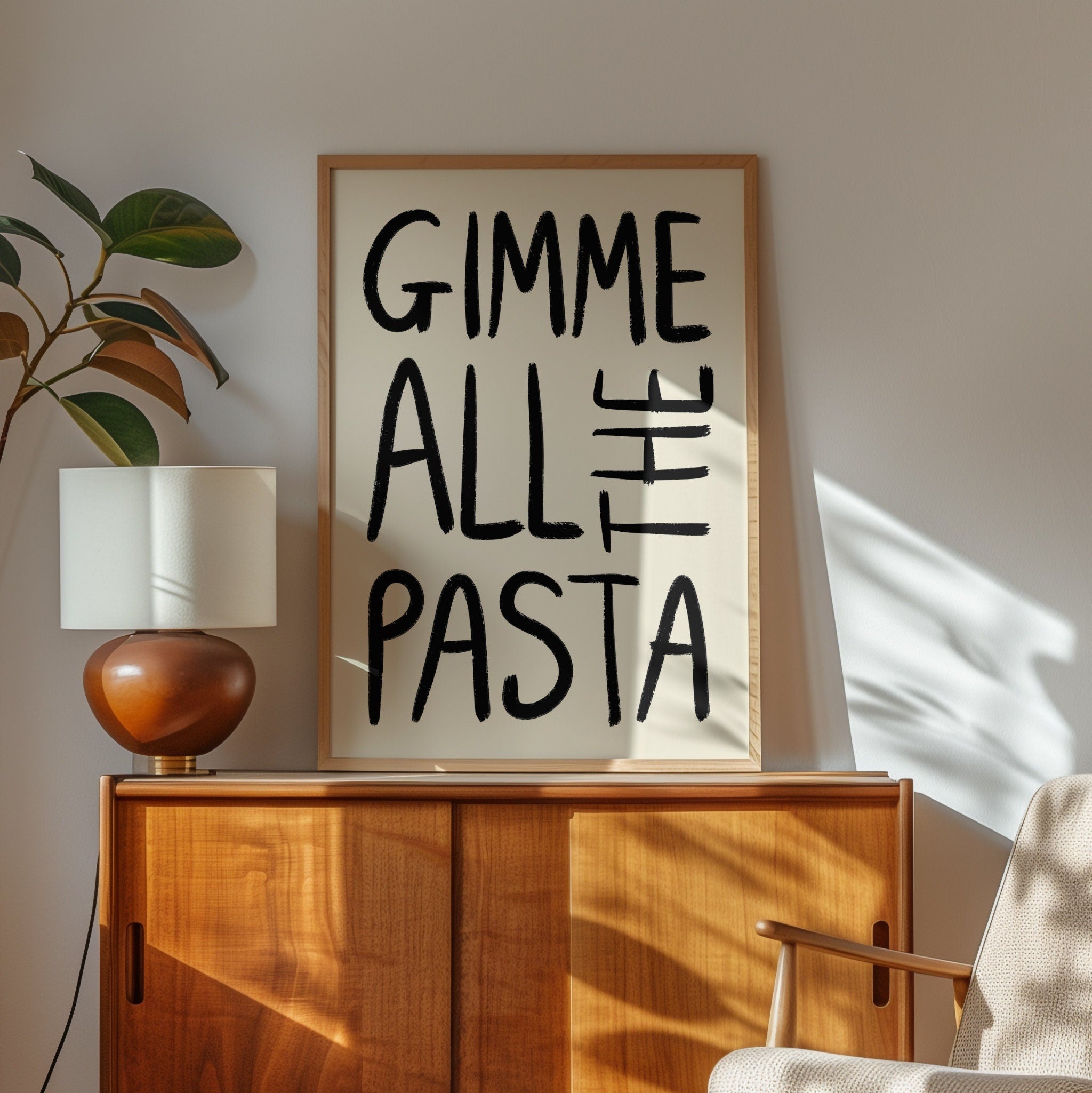 Gimme Pasta Illustrated Art Print For Kitchen