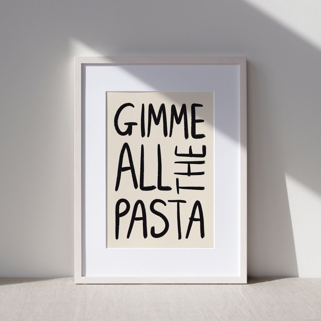 Gimme Pasta Illustrated Art Print For Kitchen
