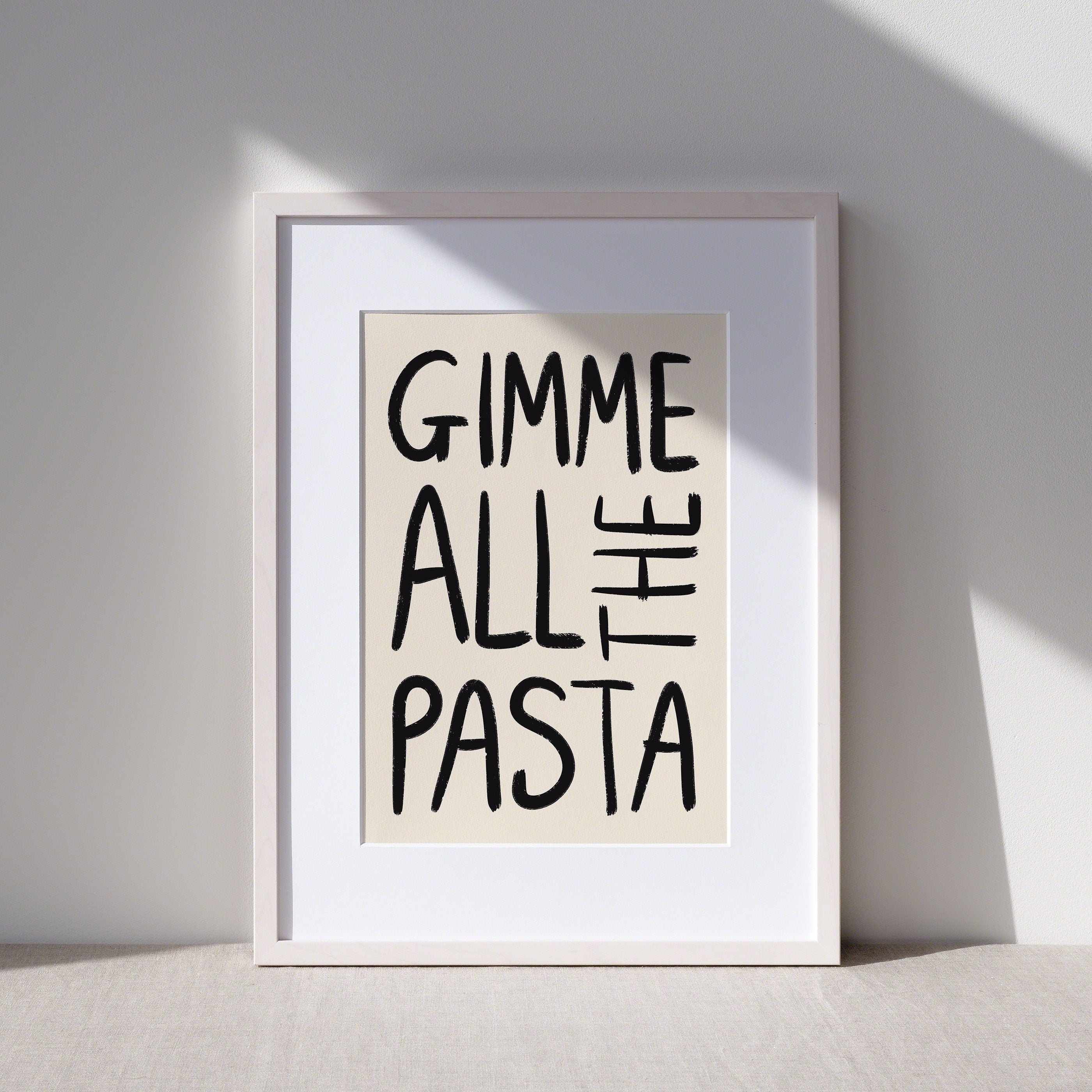 Gimme Pasta Illustrated Art Print For Kitchen
