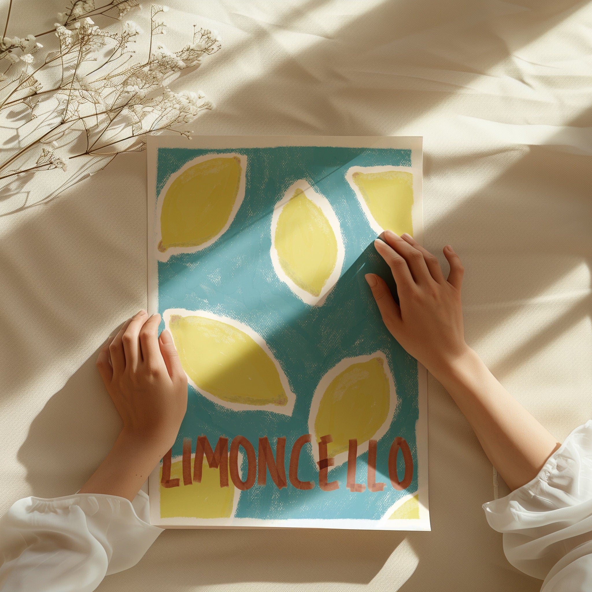 Limoncello Illustrated Art Print For Kitchen