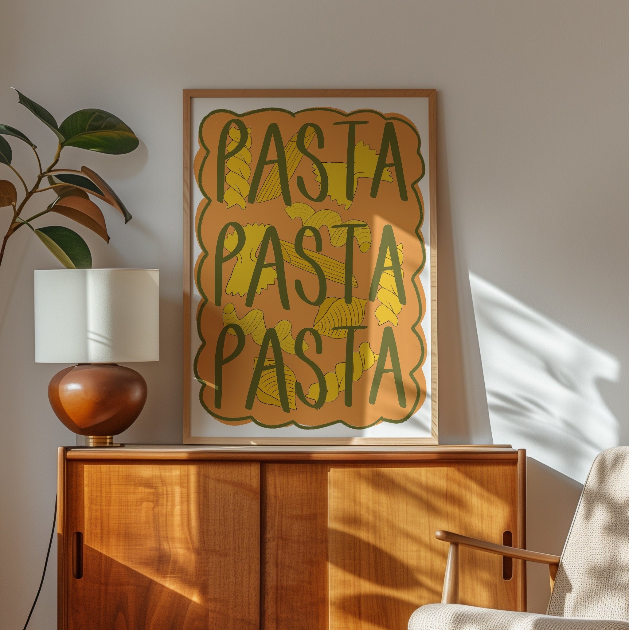Pasta Pasta Pasta Typography Art Print For Kitchen