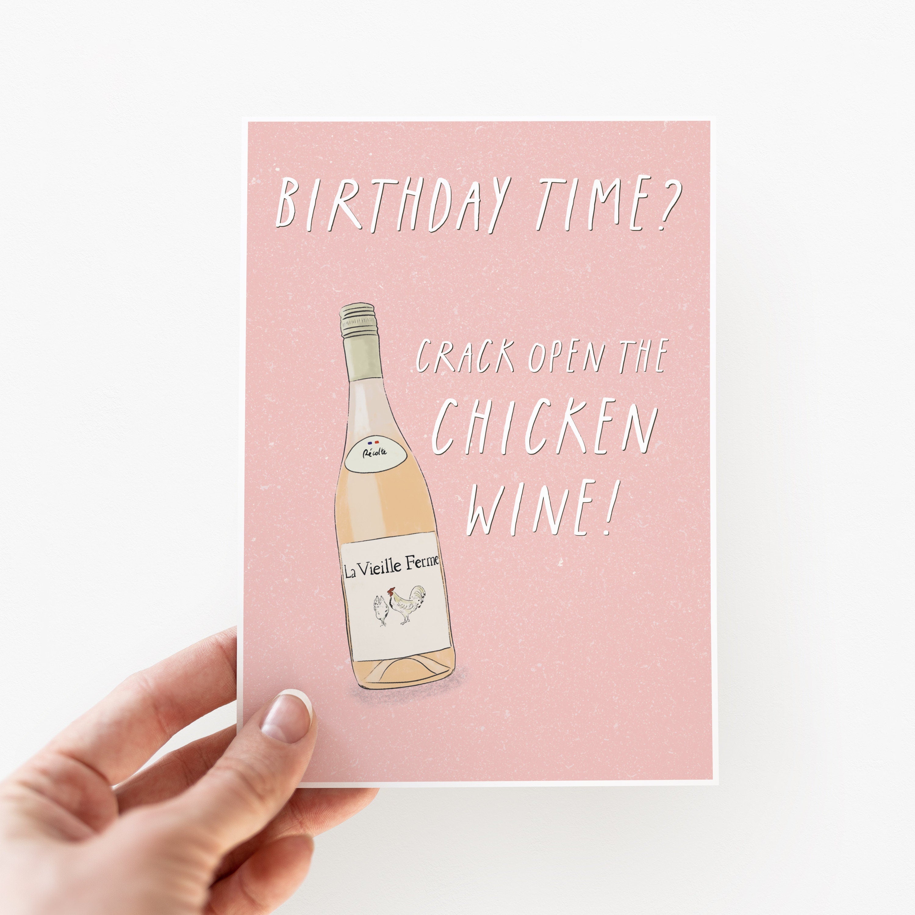 Chicken Wine Birthday Card For Her