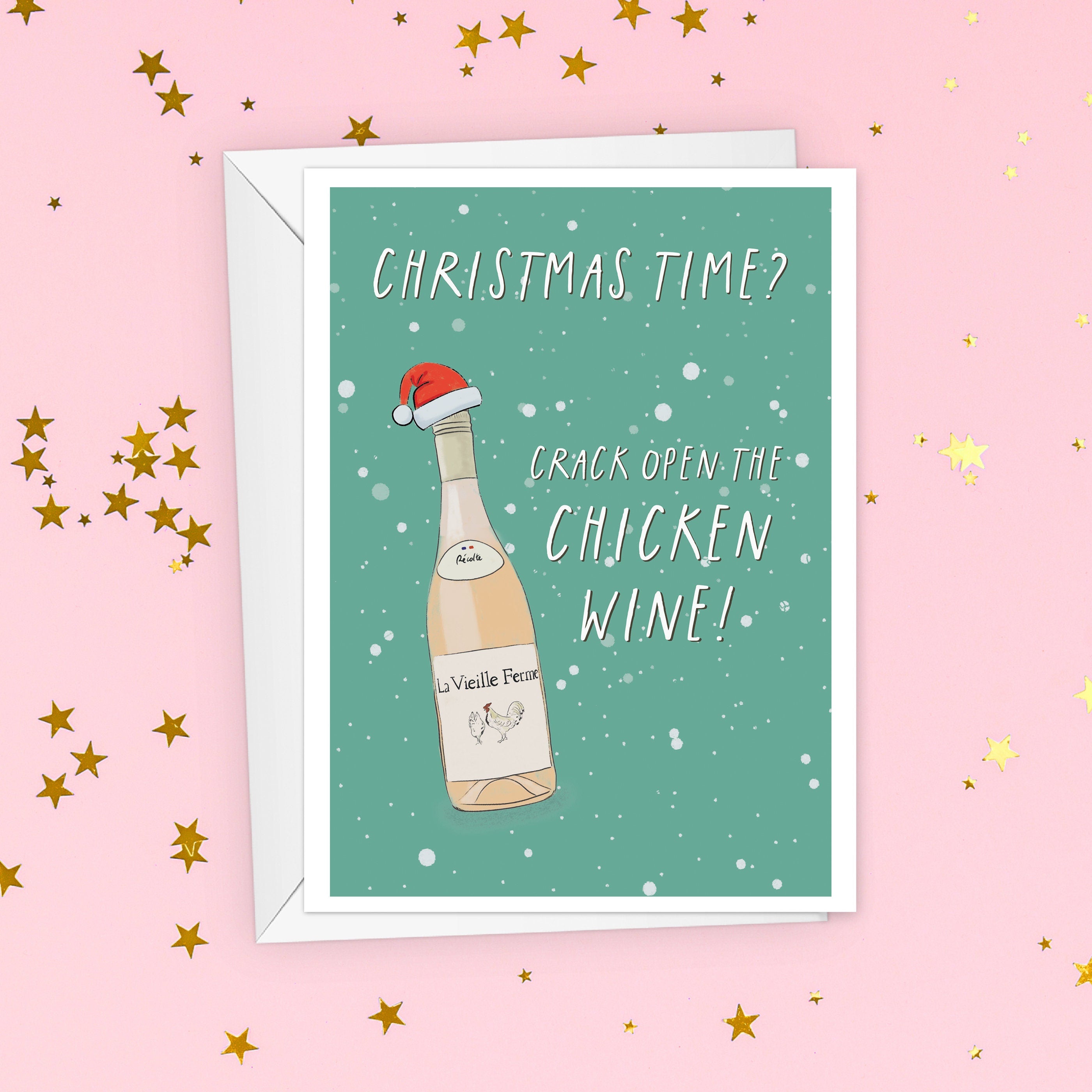 Chicken Wine Christmas Card