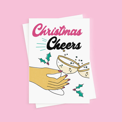 Christmas Cheers Retro Style Christmas Card