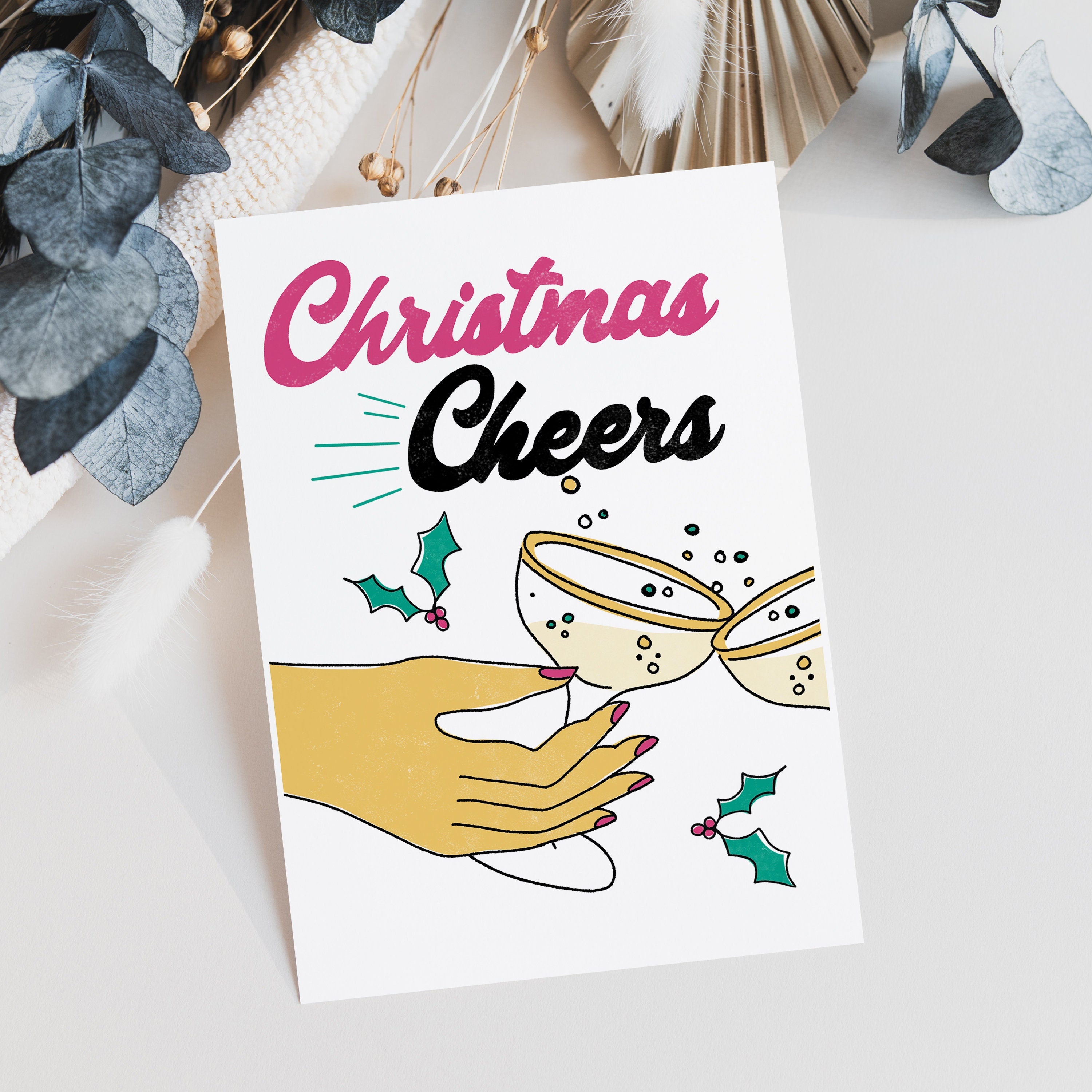 Christmas Cheers Retro Style Christmas Card