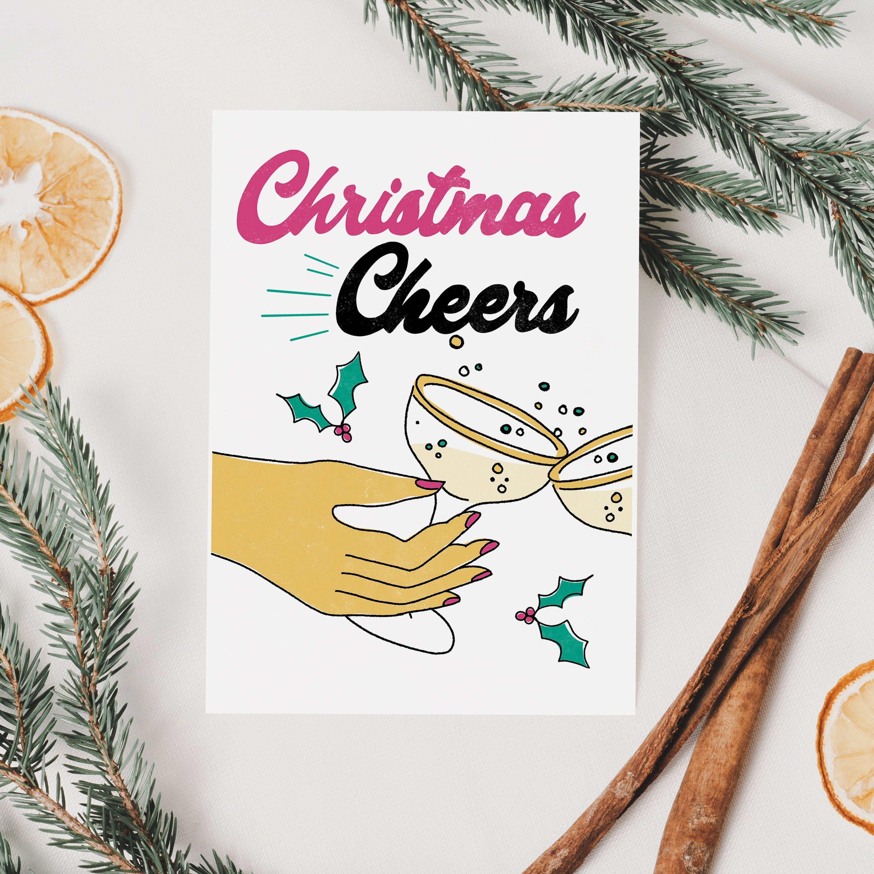 Christmas Cheers Retro Style Christmas Card