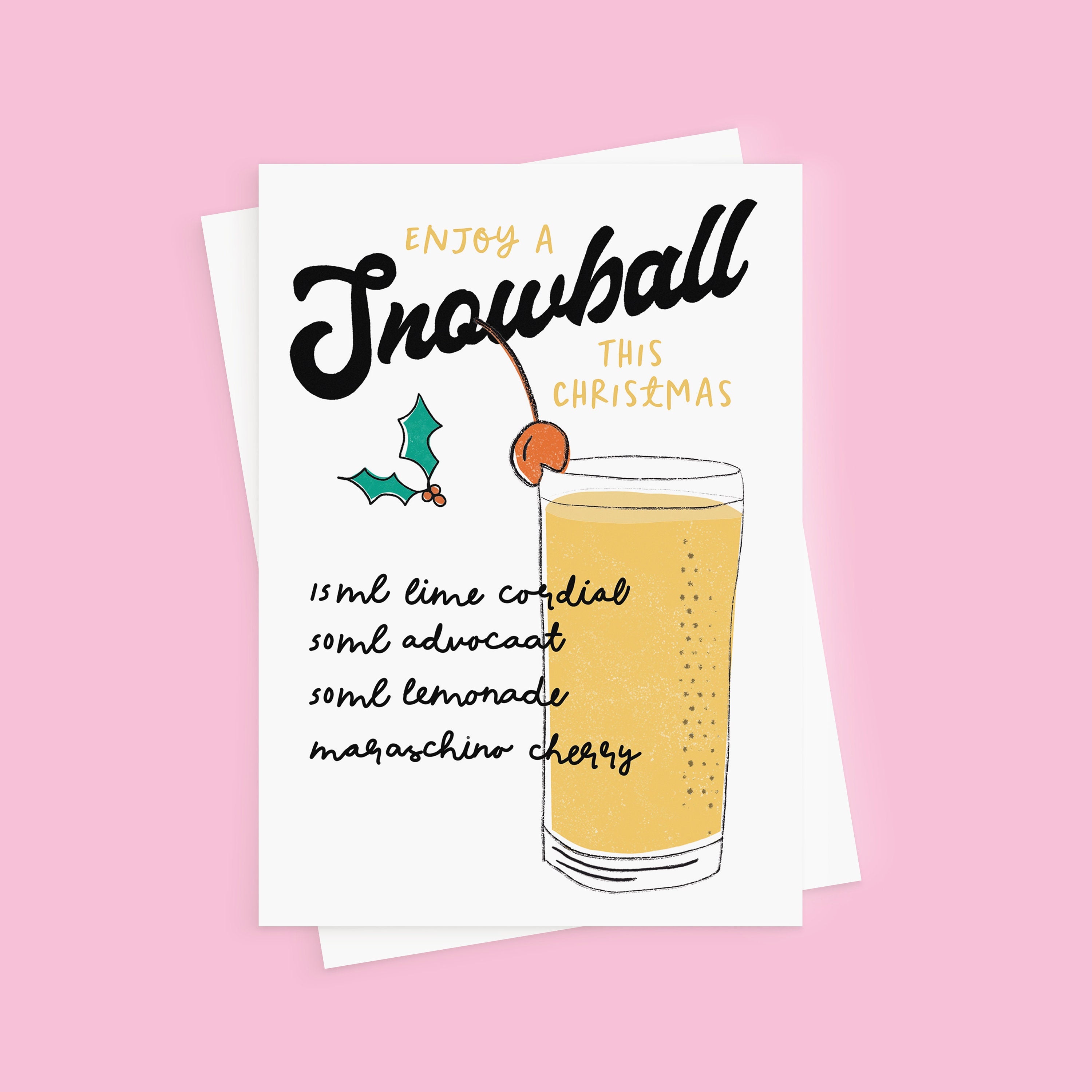 Snowball Cocktail Recipe Retro Style Christmas Card