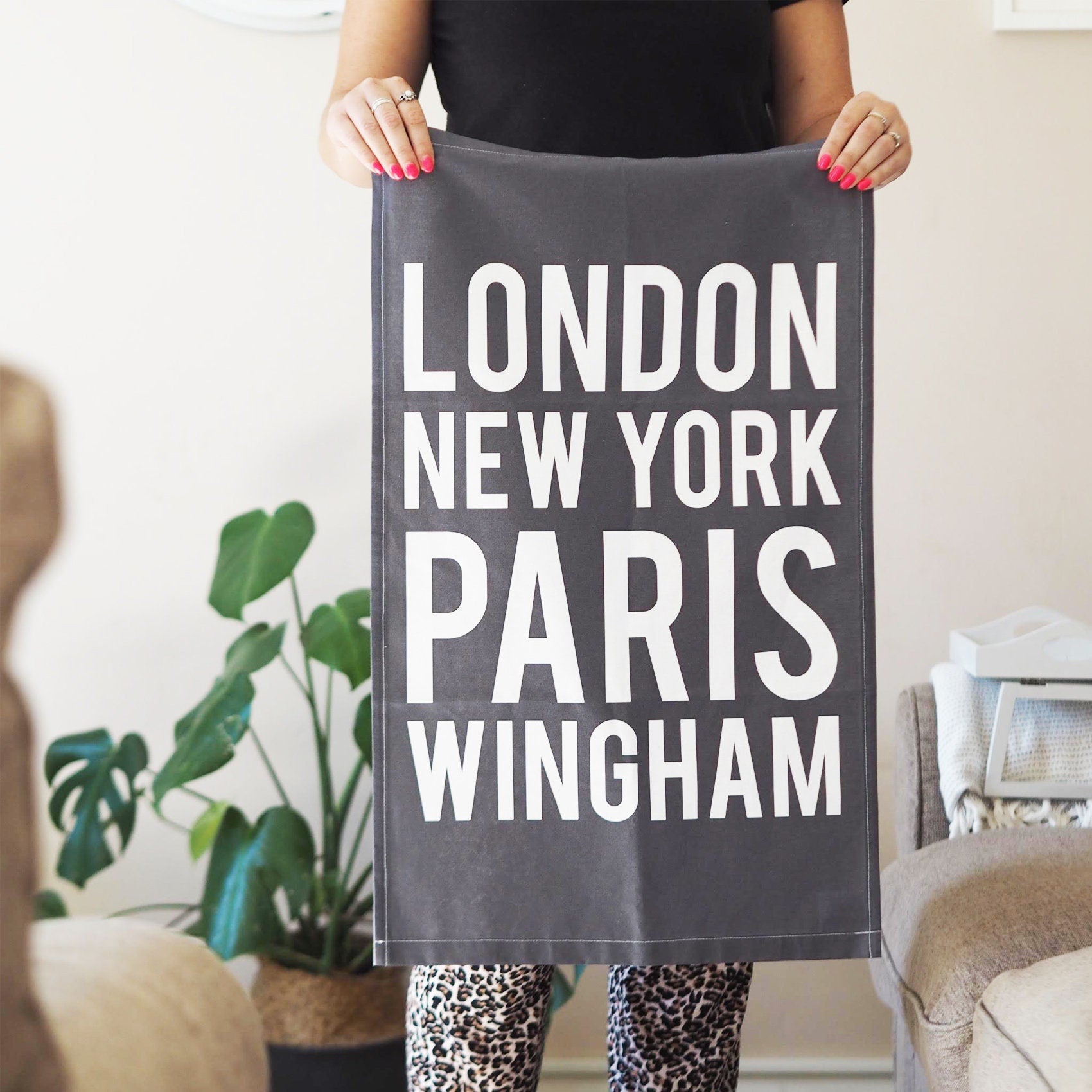 Personalised Location Tea Towel House Warming Gift