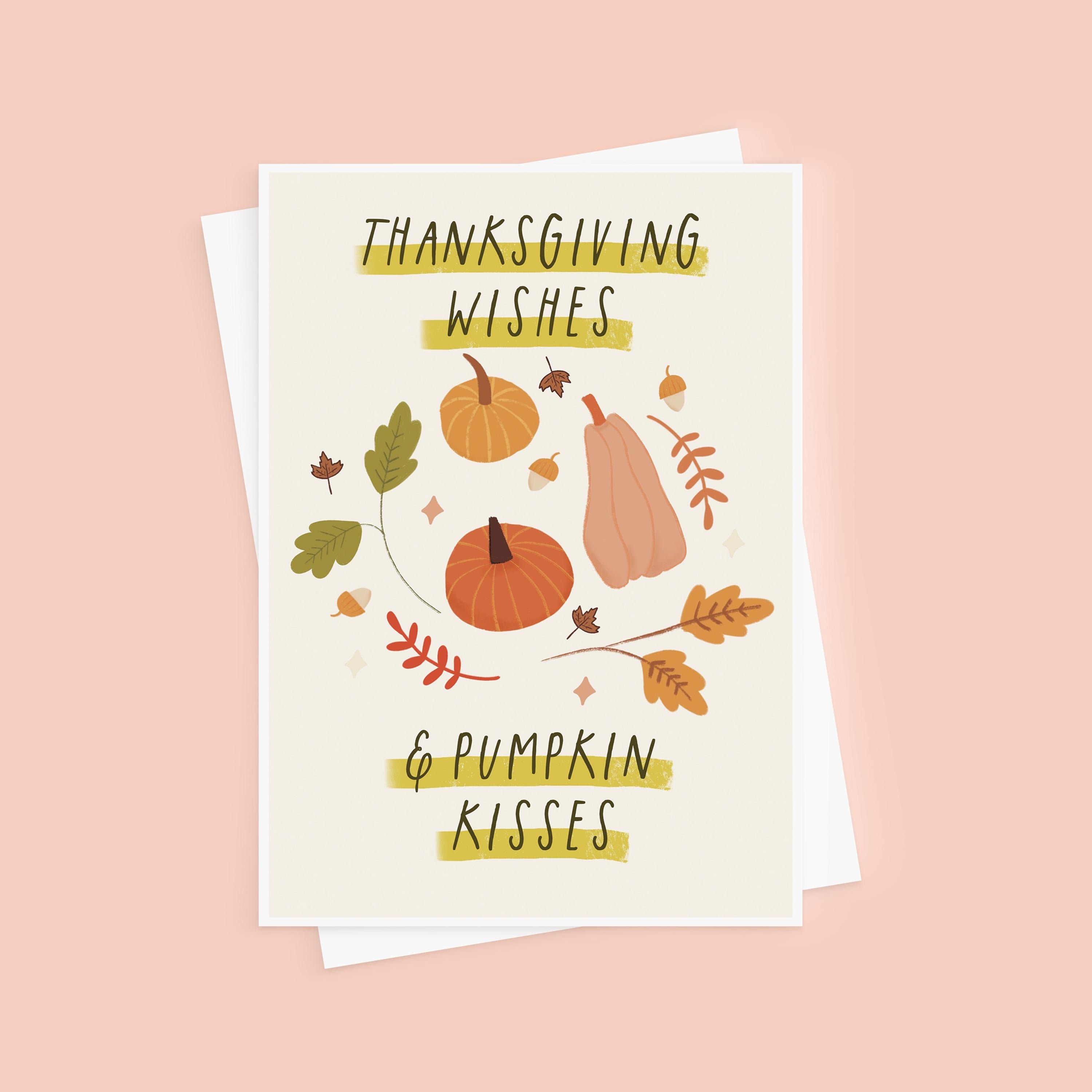 Pumpkin Kisses Illustrated Thanksgiving Card