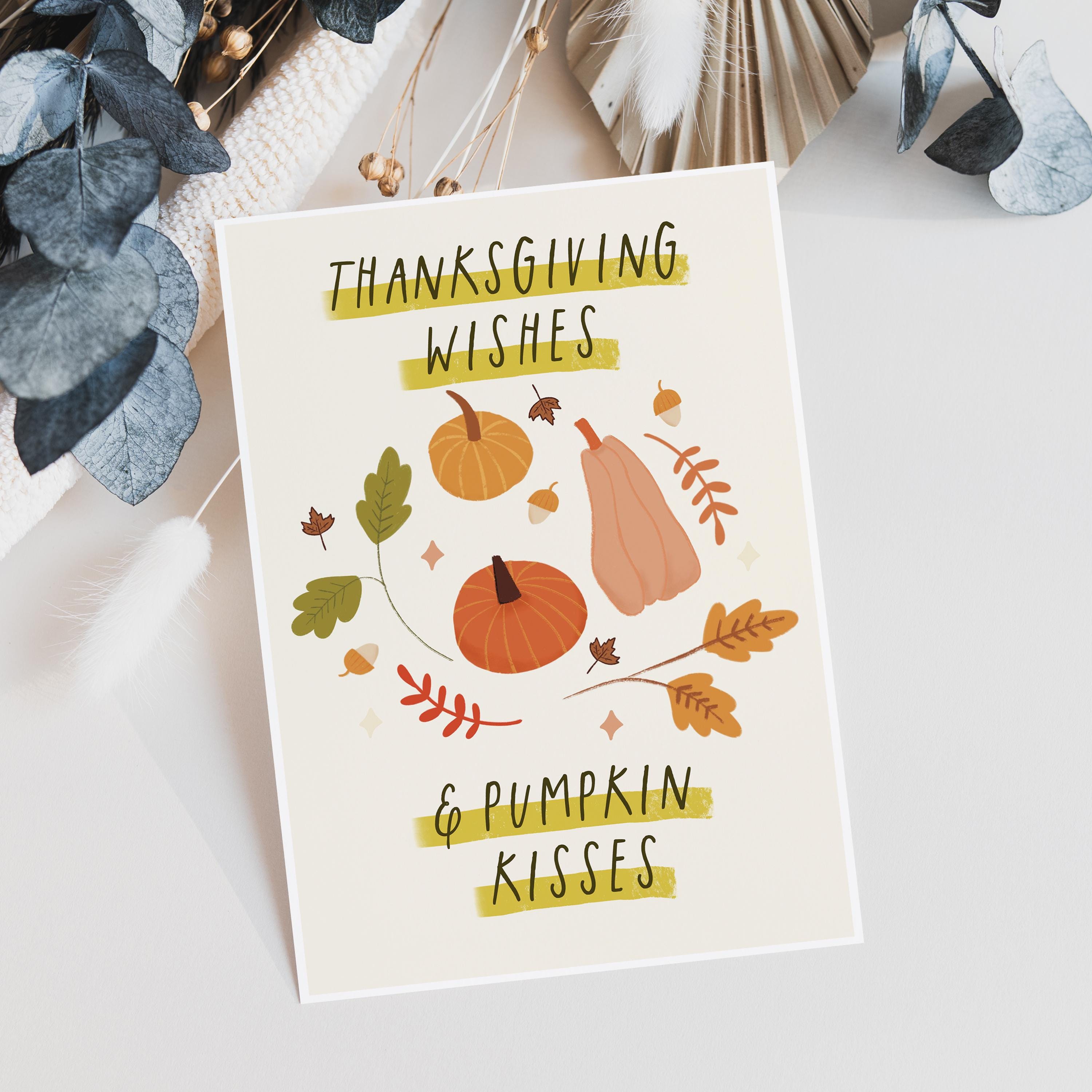 Pumpkin Kisses Illustrated Thanksgiving Card