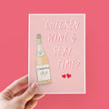 Chicken Wine & Sexy Time Valentine's Day Card For Wife or Girlfriend