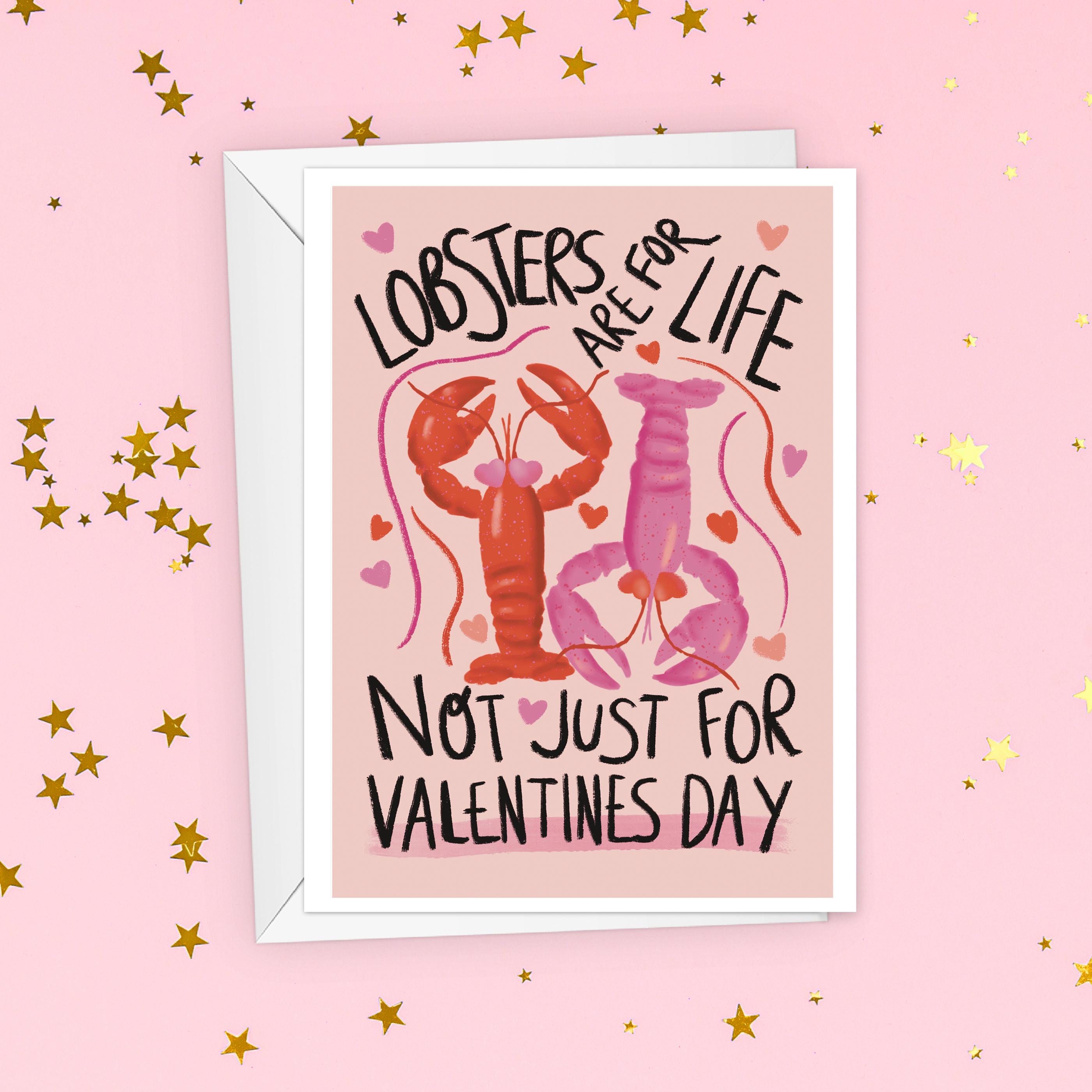 Lobsters Are For Life Illustrated Valentine's Day Card
