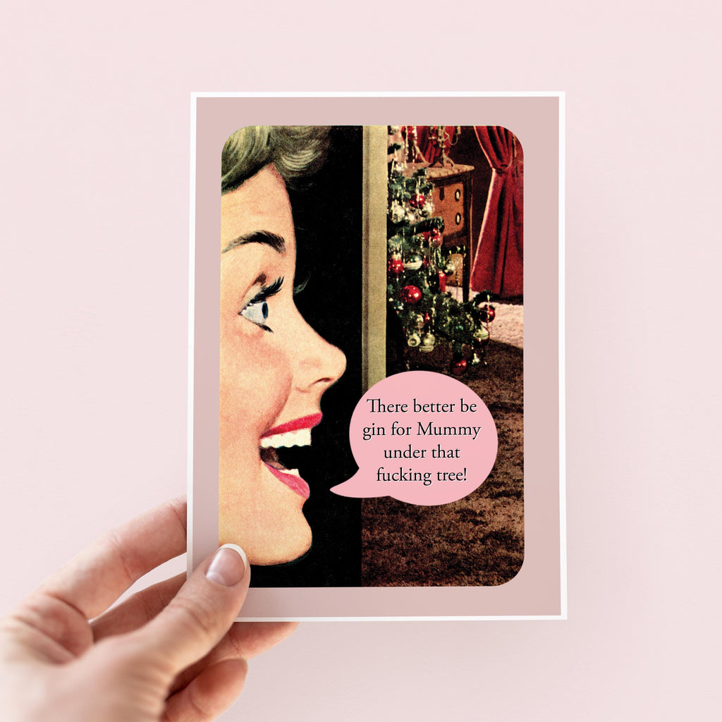 Funny, Rude, Gin For Mummy Retro Christmas Card