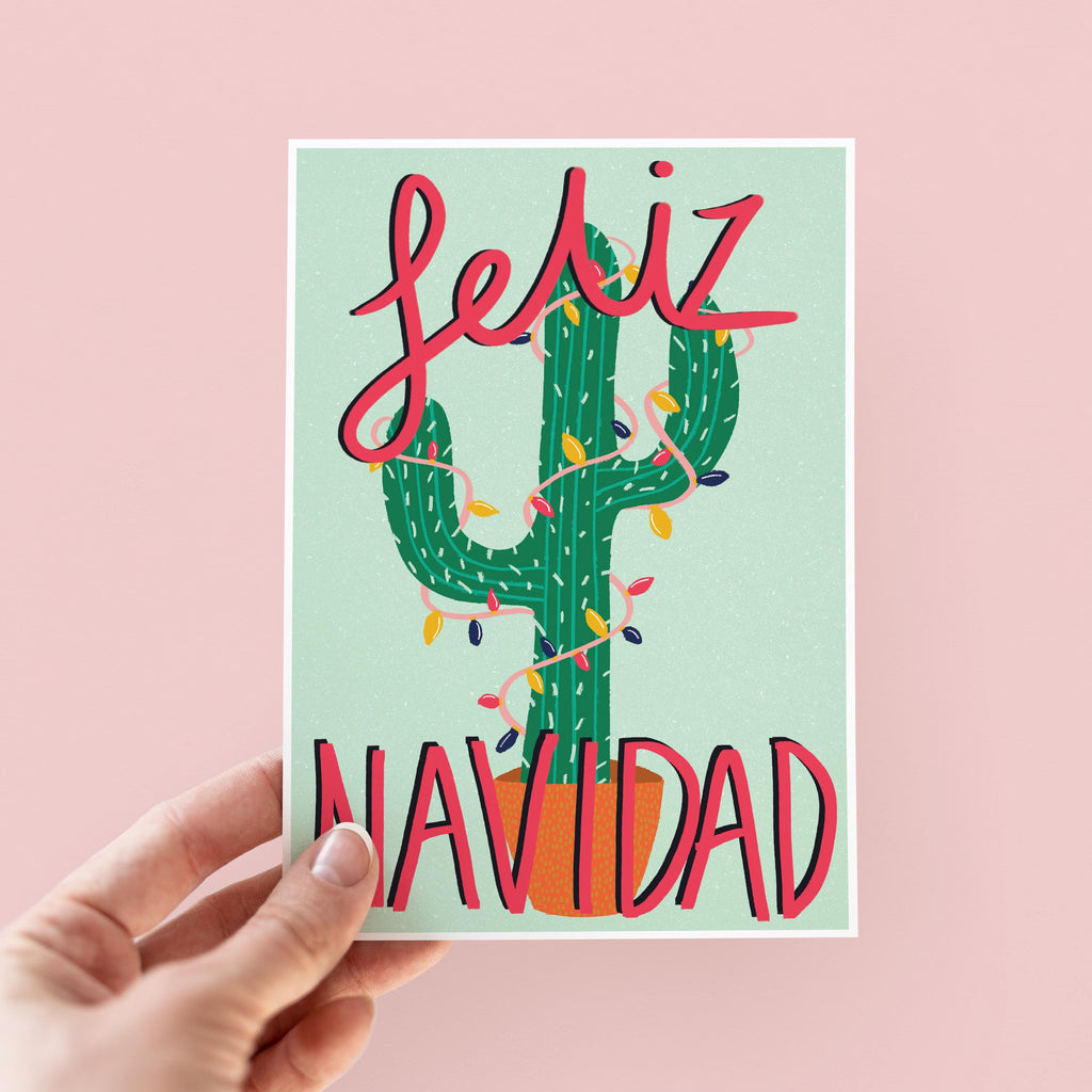 Feliz Navidad Cactus Christmas Card