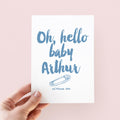 Oh Hello Baby Card - New Baby Card - Baby Girl Card - Baby Boy Card - Personalised Baby Card - Personalized New Baby Card