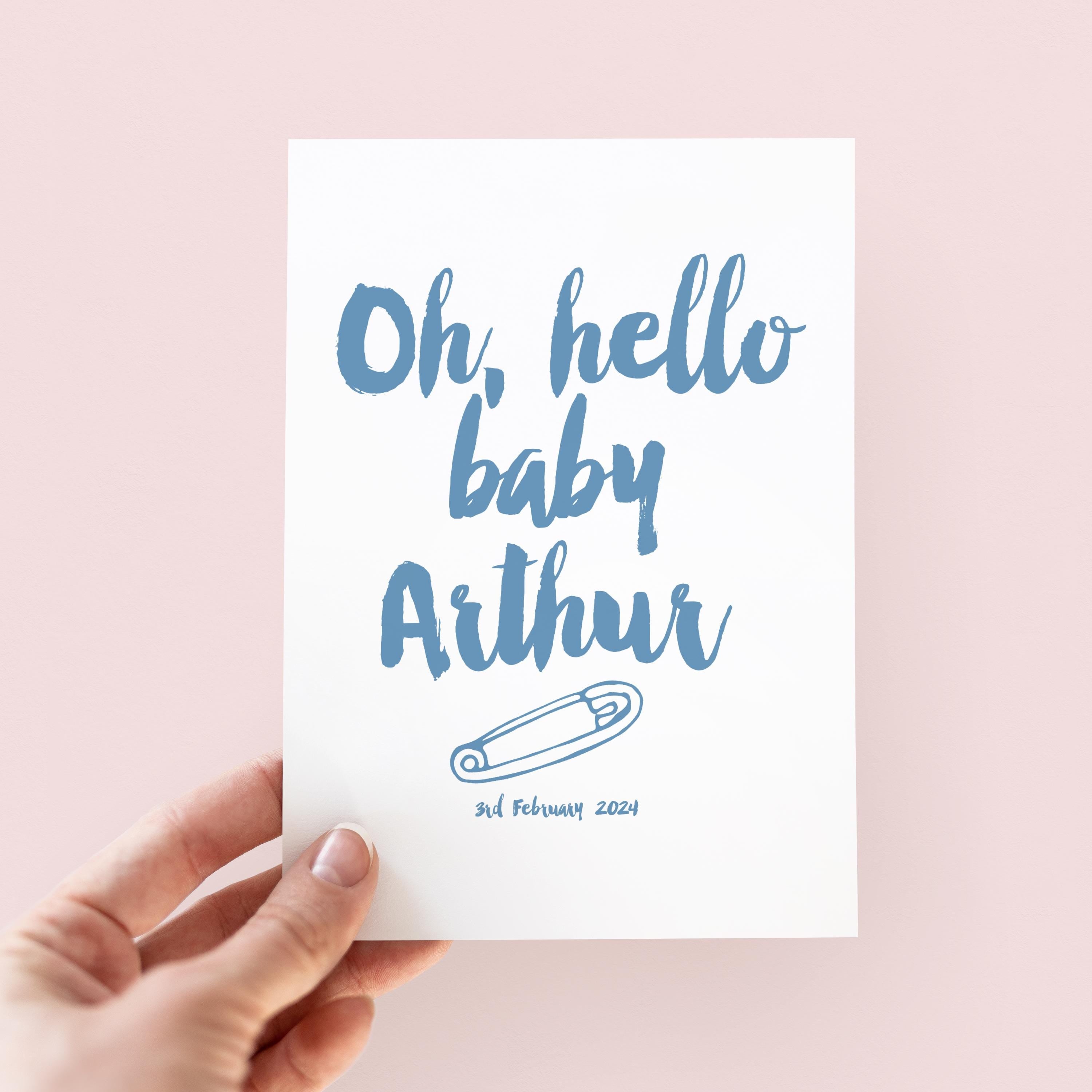 Oh Hello Baby Card - New Baby Card - Baby Girl Card - Baby Boy Card - Personalised Baby Card - Personalized New Baby Card