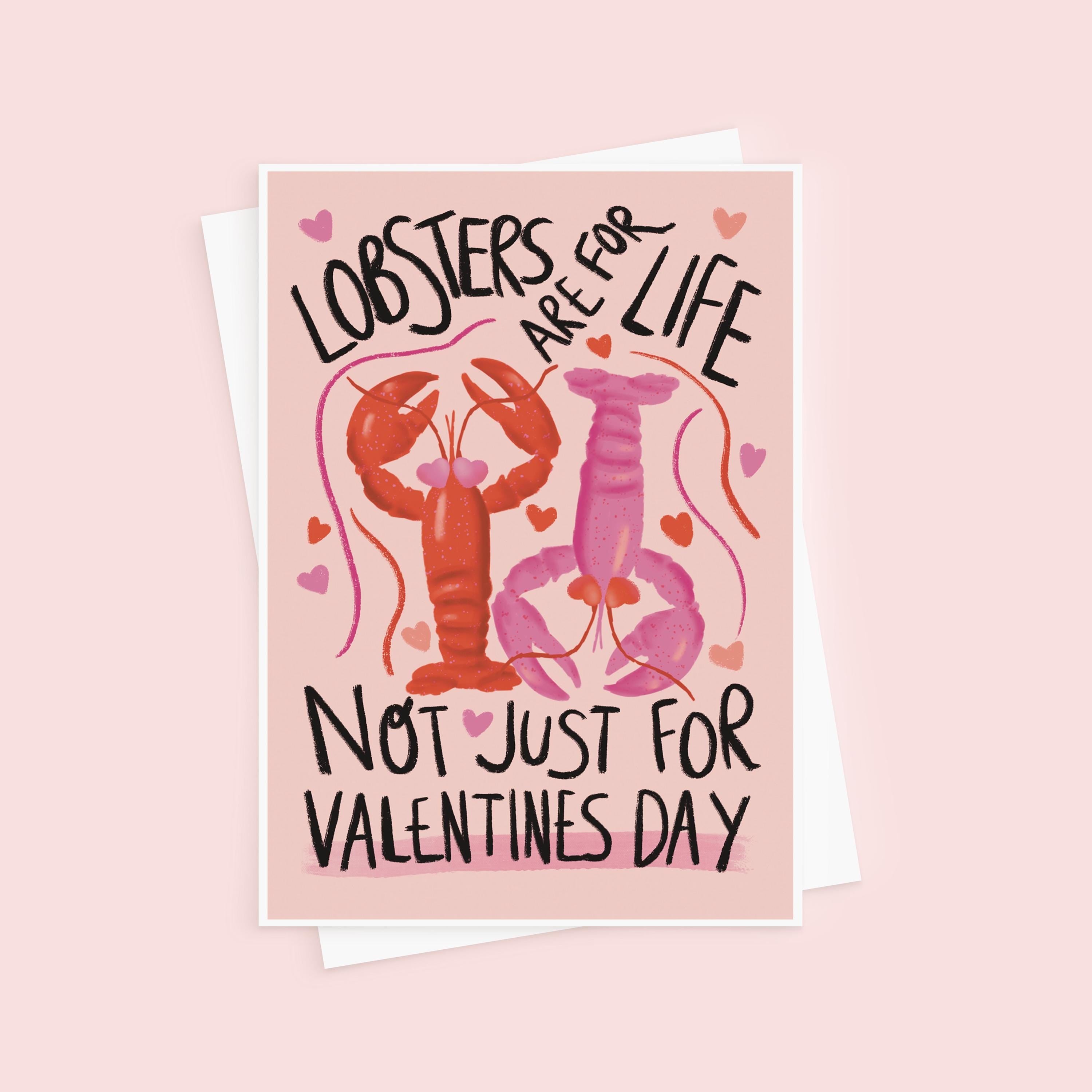 Lobsters Are For Life Illustrated Valentine's Day Card