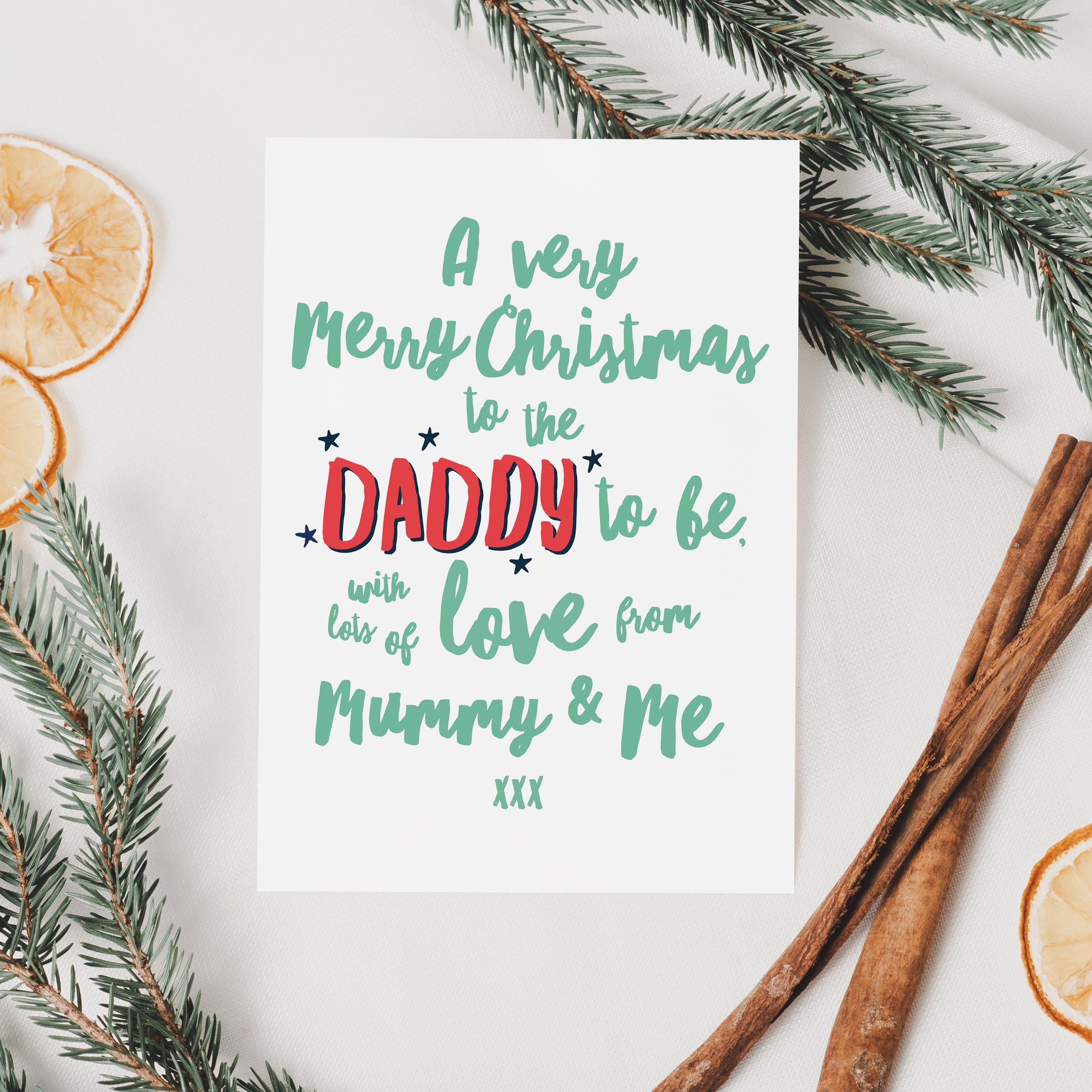 Daddy To Be Christmas Card - Merry Christmas Daddy To Be- Christmas Card From The Bump - Mummy & Me - New Dad Christmas Card
