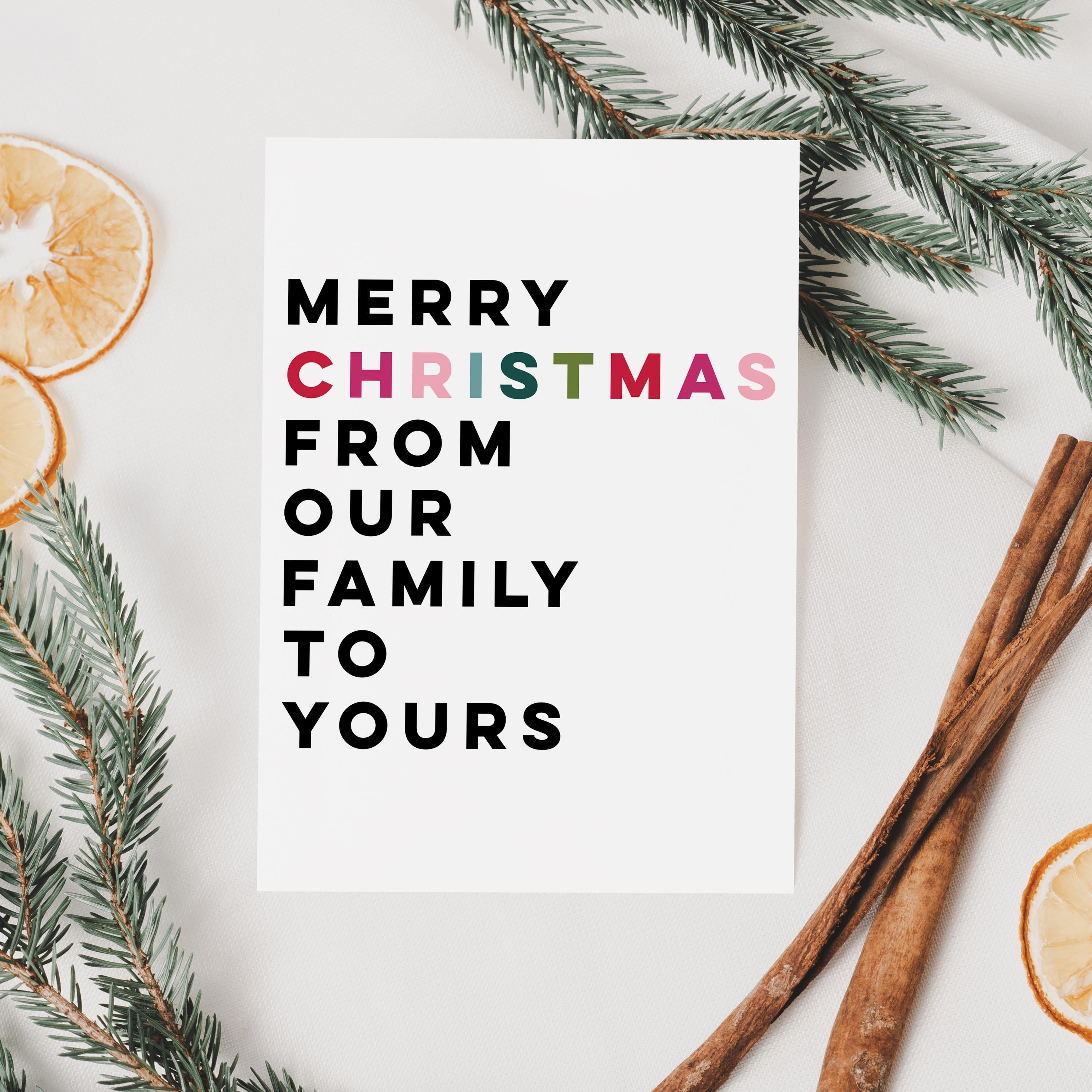 From Our Family To Yours Christmas Card - Family Christmas Card -  Christmas Card - Merry Christmas Card