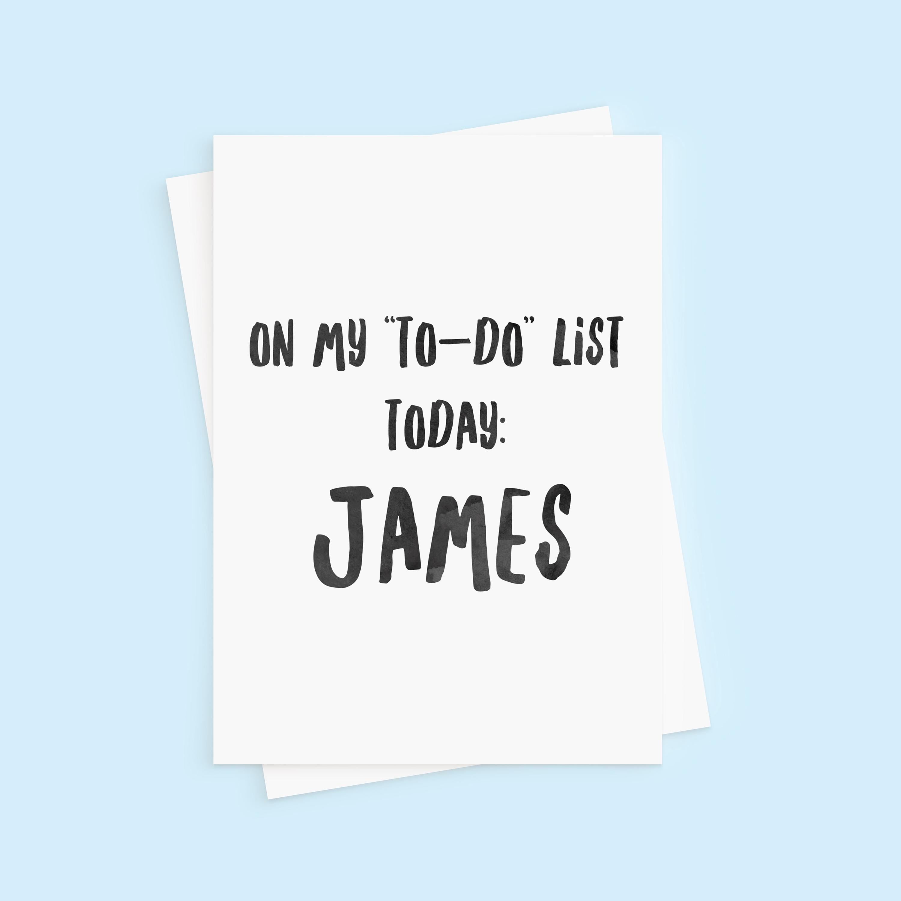 To Do List Funny Valentine's Card - Personalised Card - Valentine's Card - Funny Card - Naughty Card - Rude Card - Anniversary Card