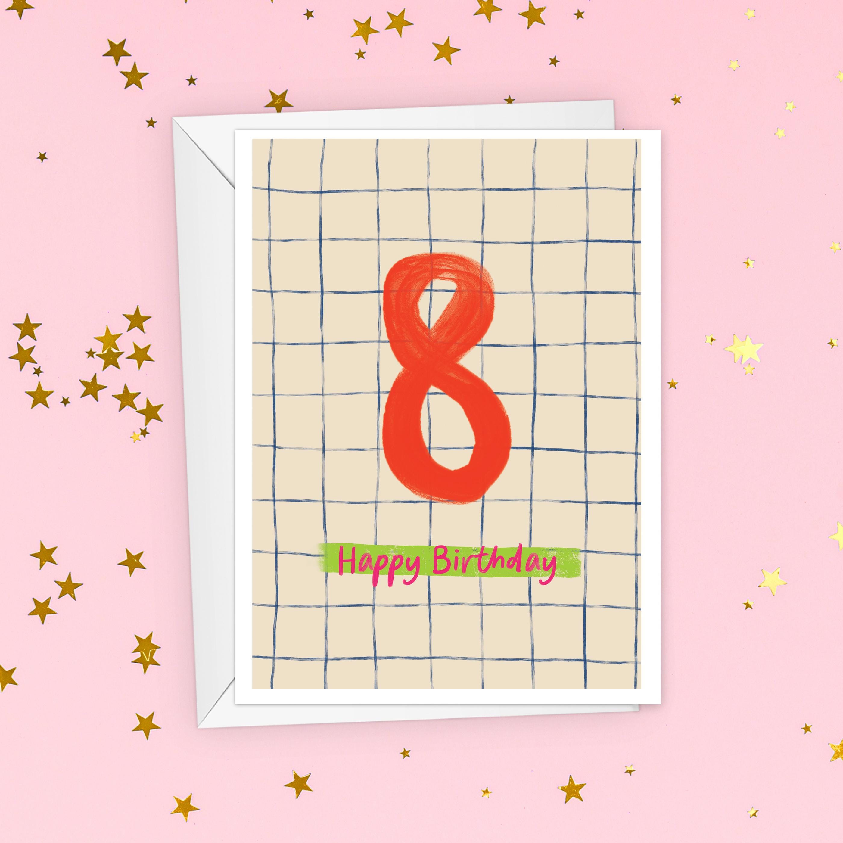 Kids 8th Birthday Card - Milestone Birthday Card - Card For Children - Birthday Card