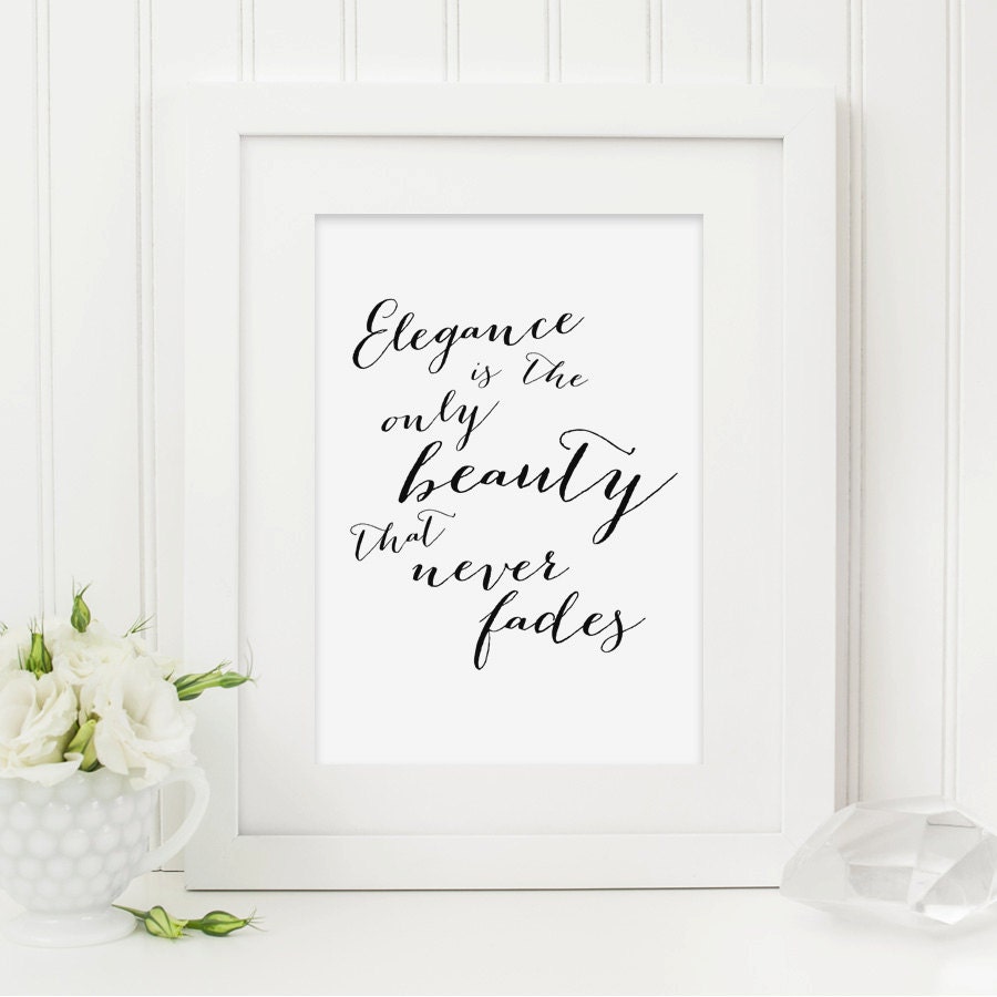 Elegance Audrey Hepburn Typography Quote Print
