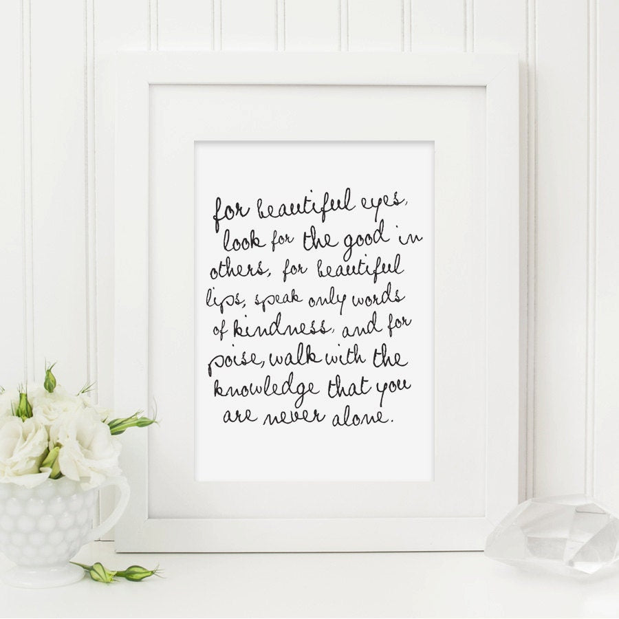 Audrey Hepburn Quote Print - Typography Print - Quote Print -  Audrey Hepburn Print - Black and White Print - Audrey Hepburn Gift