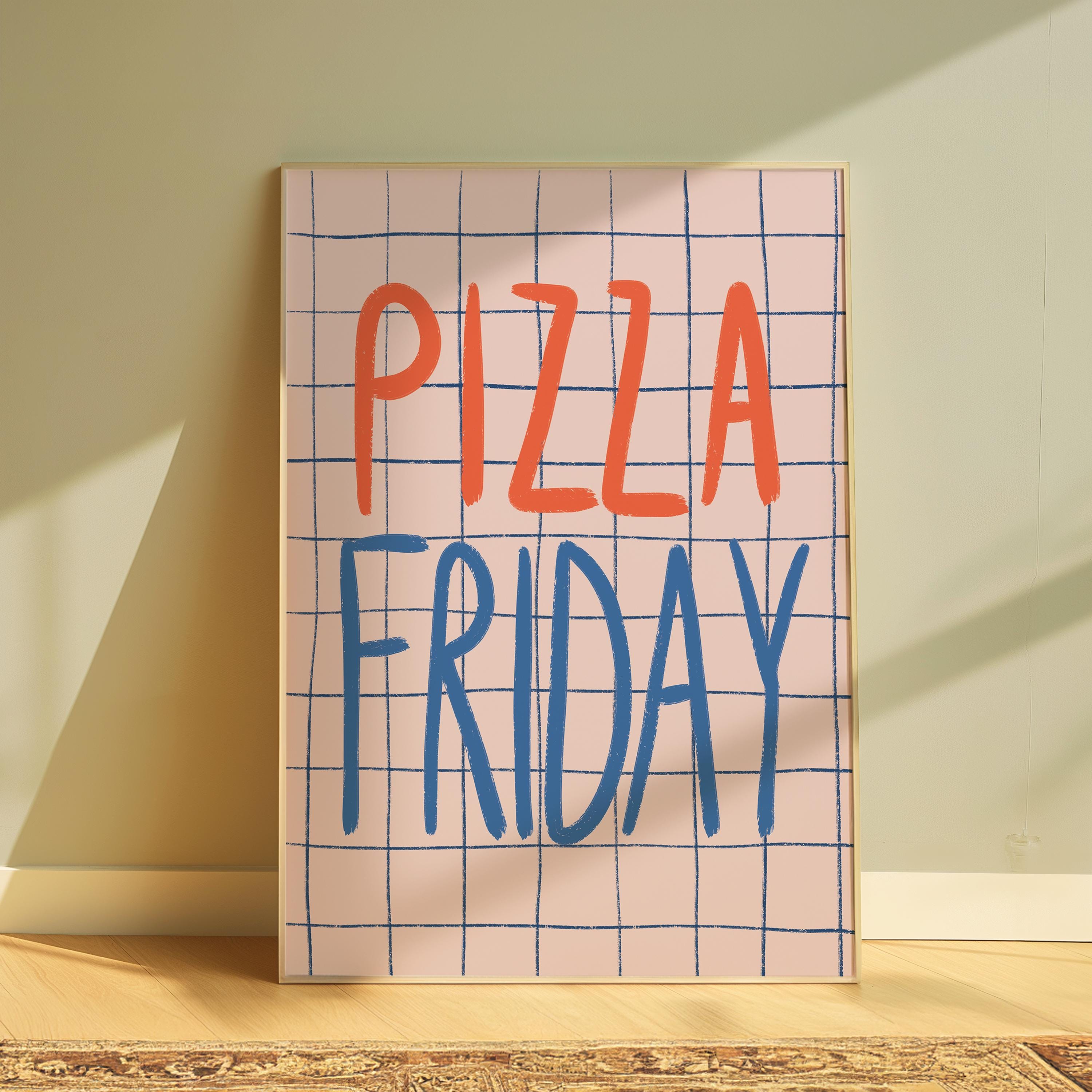 Pizza Friday Typography Kitchen Art Print