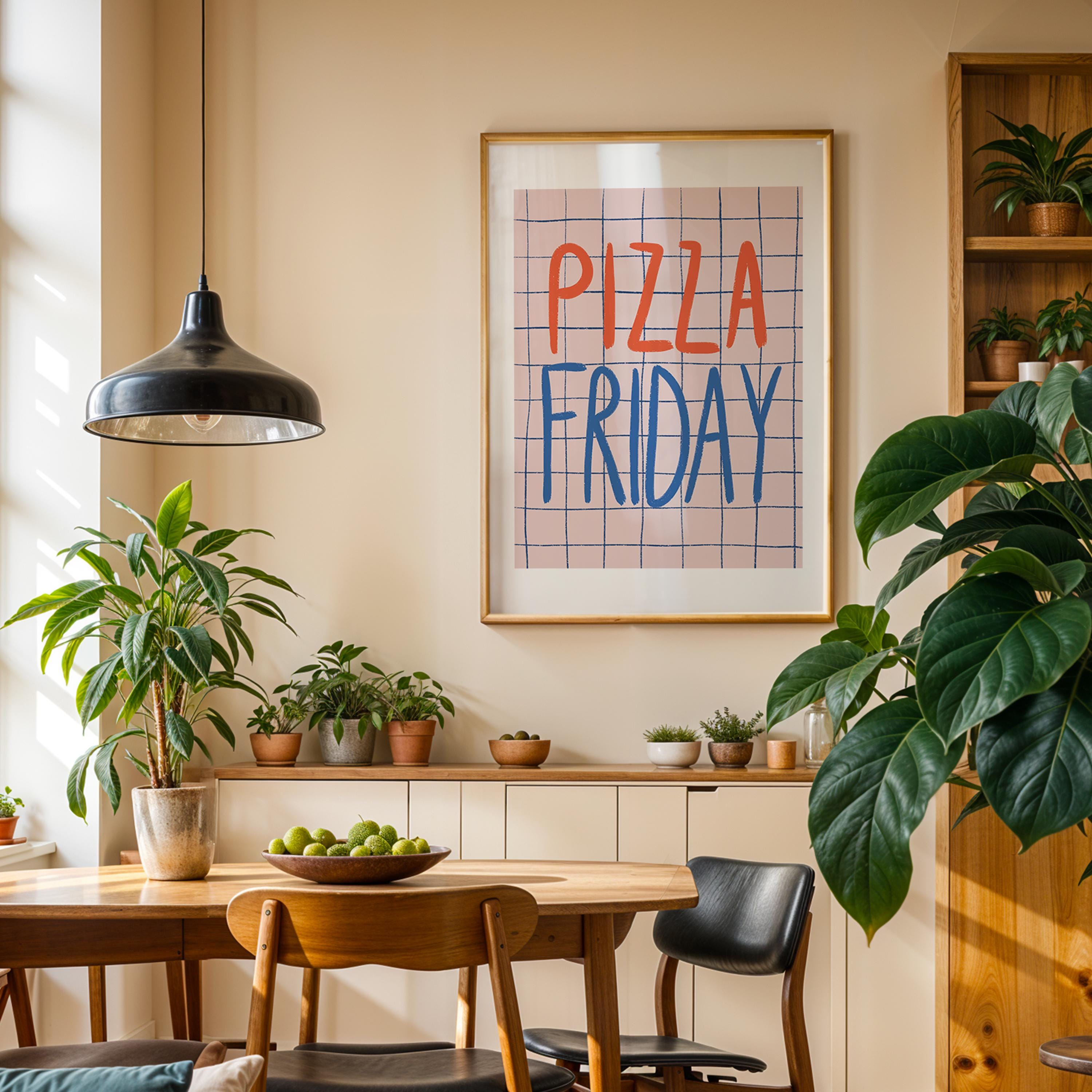 Pizza Friday Typography Kitchen Art Print