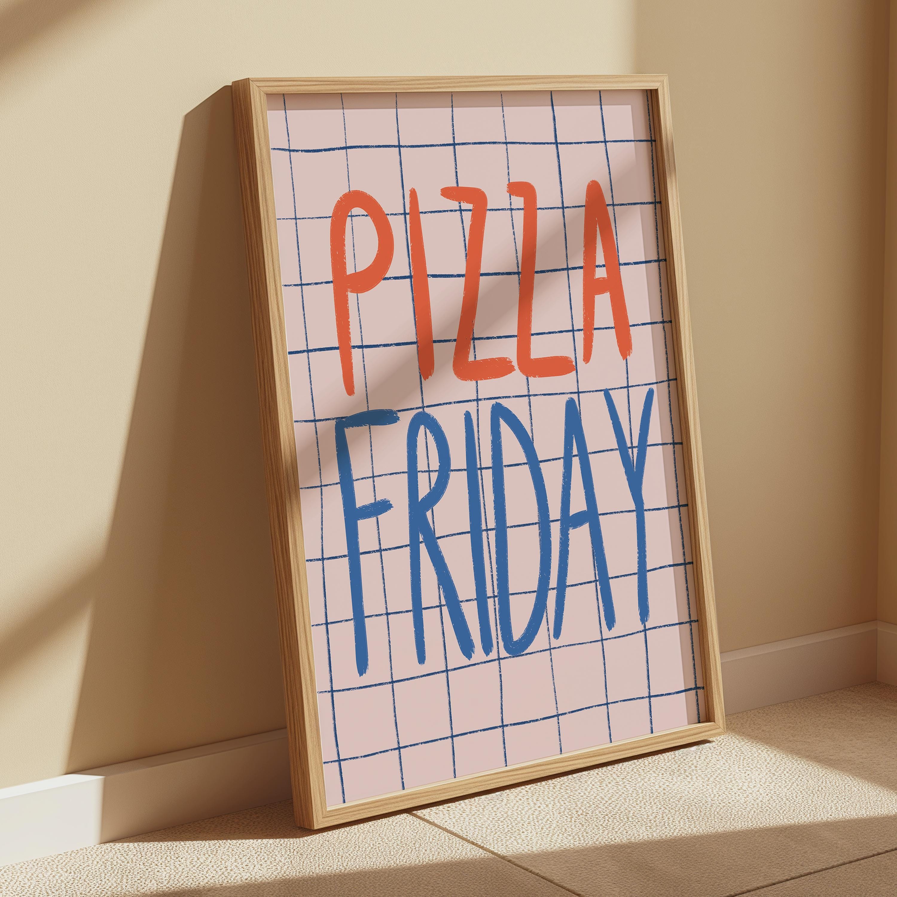 Pizza Friday Typography Kitchen Art Print