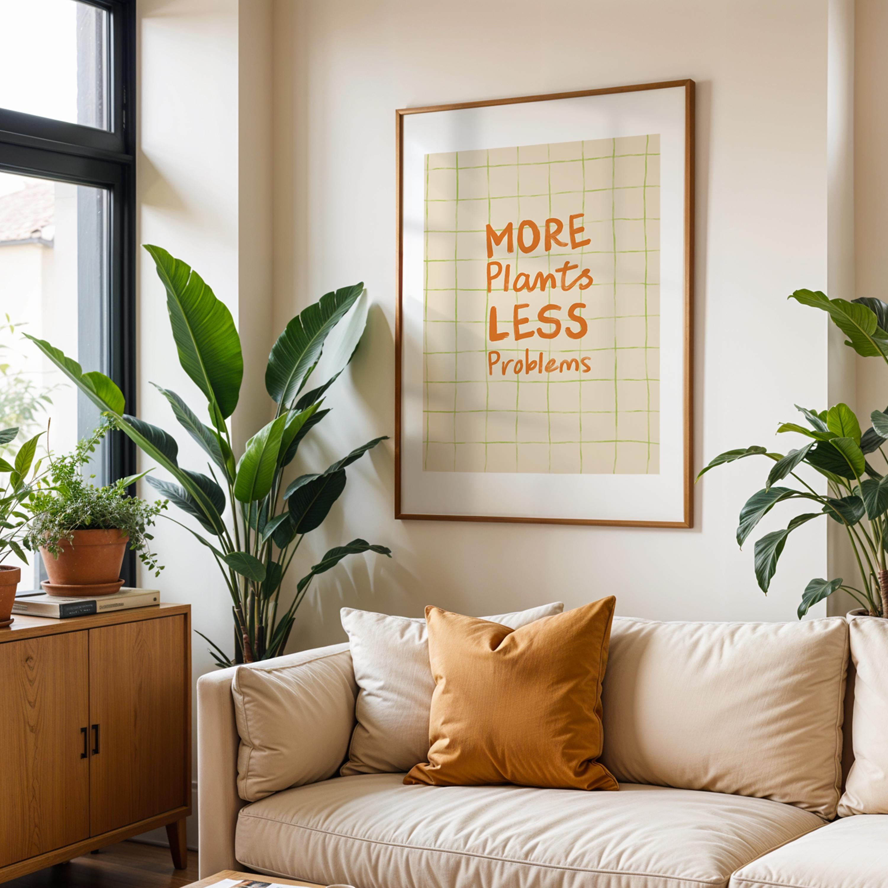 More Plants Less Problems Typography Art Print