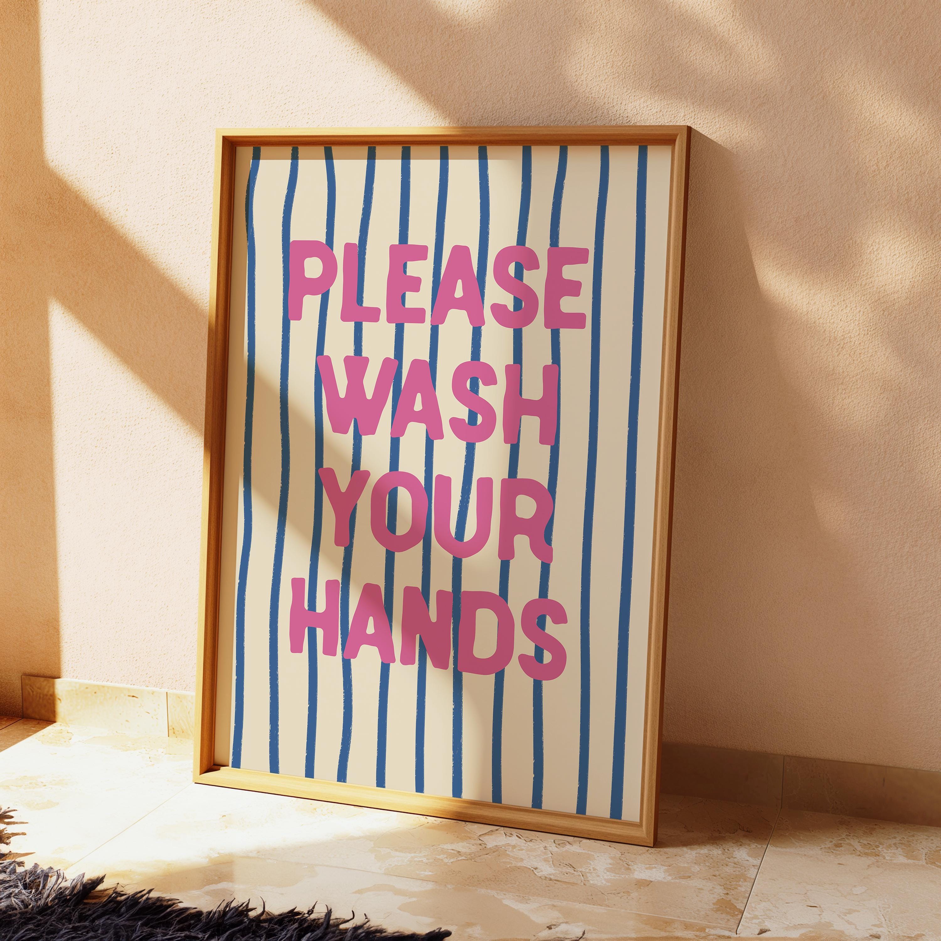 Wash Your Hands Bathroom Typography Art Print