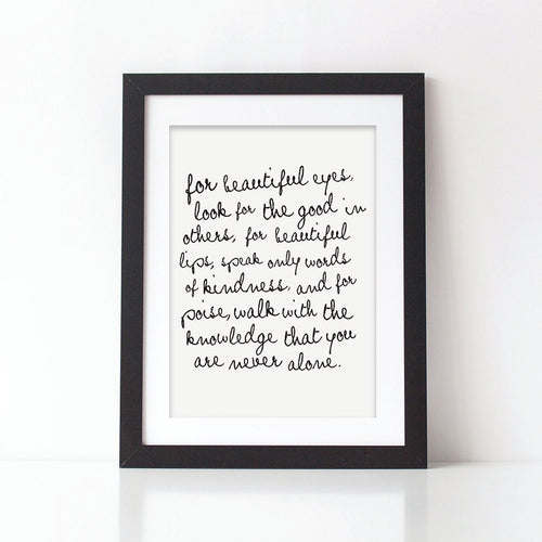 Audrey Hepburn Quote Print - Typography Print - Quote Print -  Audrey Hepburn Print - Black and White Print - Audrey Hepburn Gift