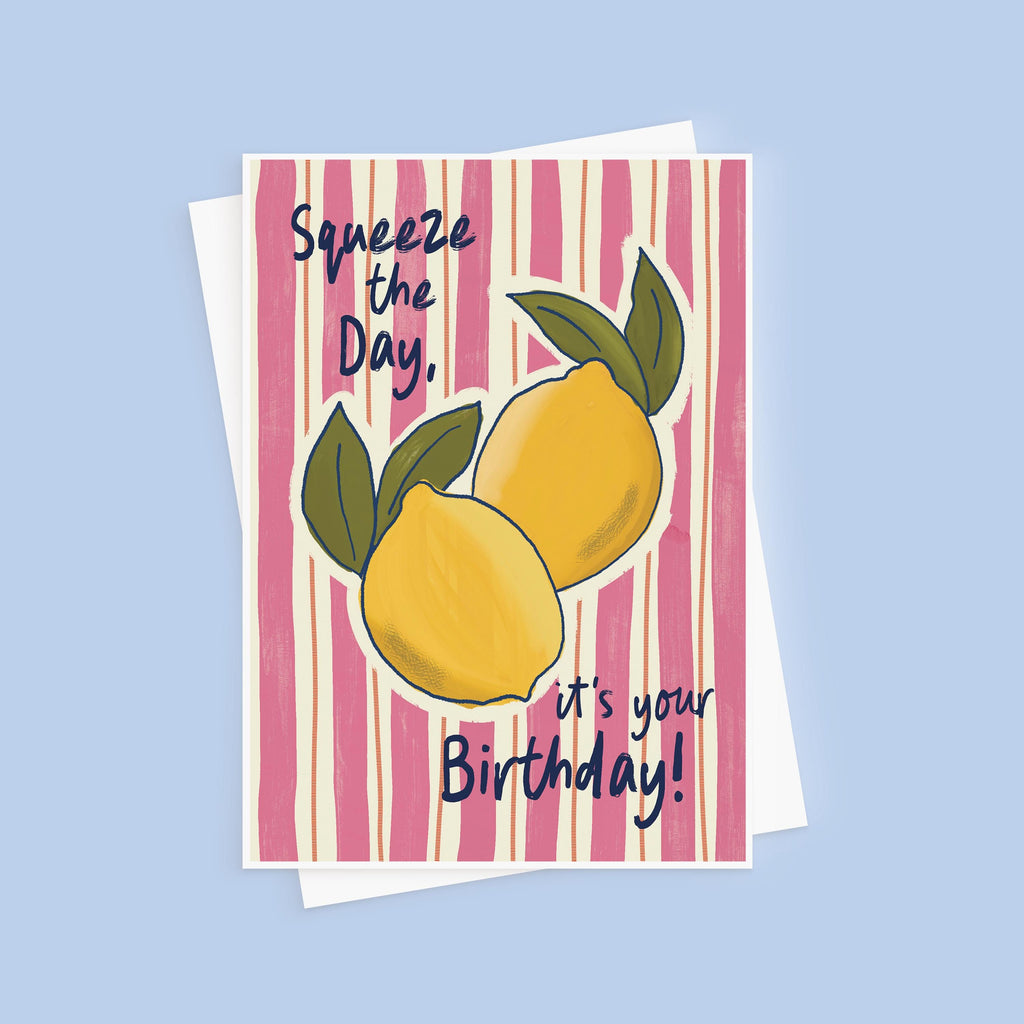 Squeeze The Day Funny Birthday Card For Her - Lemon Birthday Card
