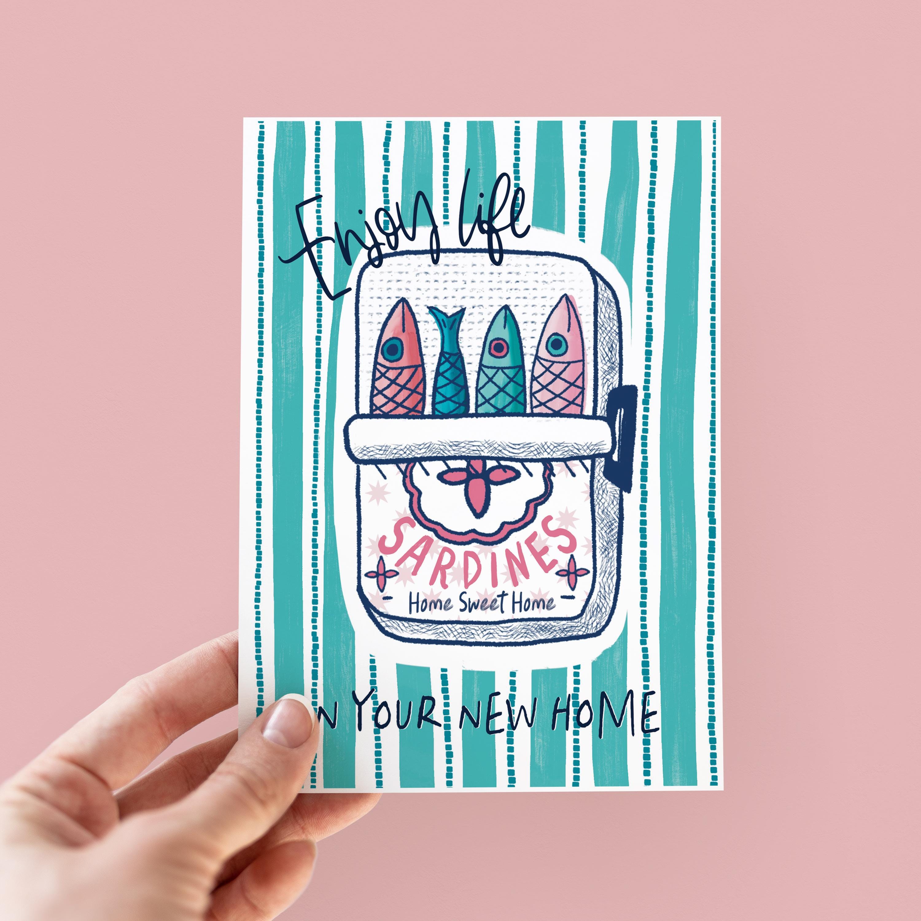 Sardines Tin New Home Card - House Warming Card