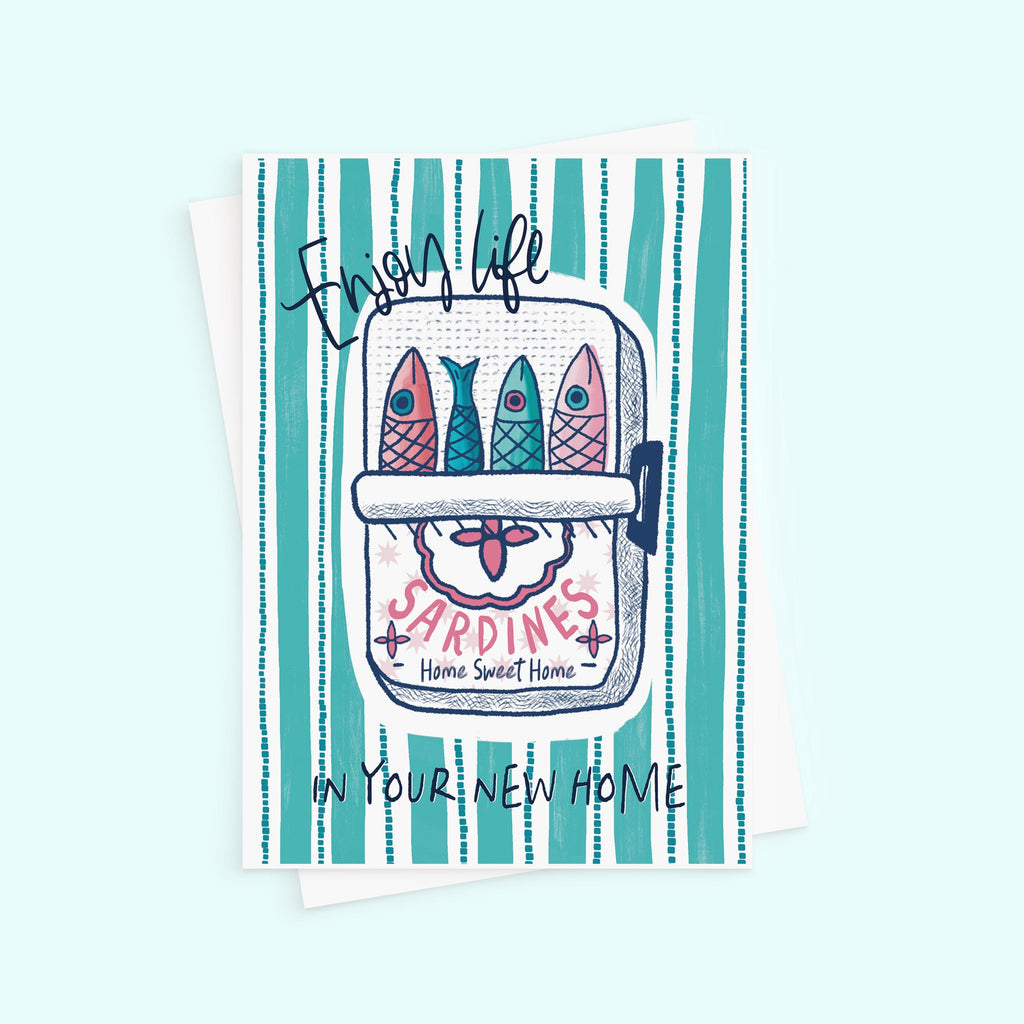 Sardines Tin New Home Card - House Warming Card