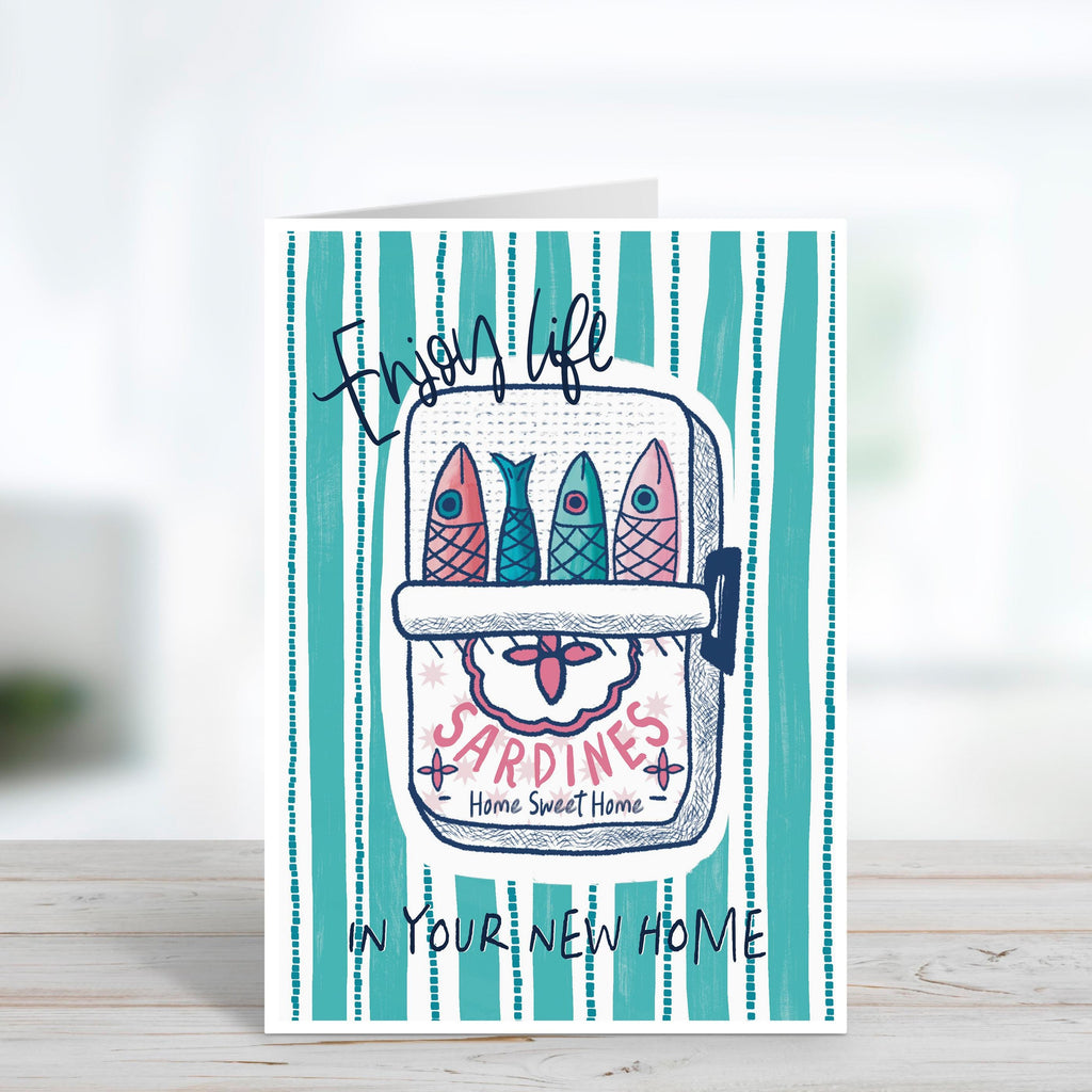 Sardines Tin New Home Card - House Warming Card
