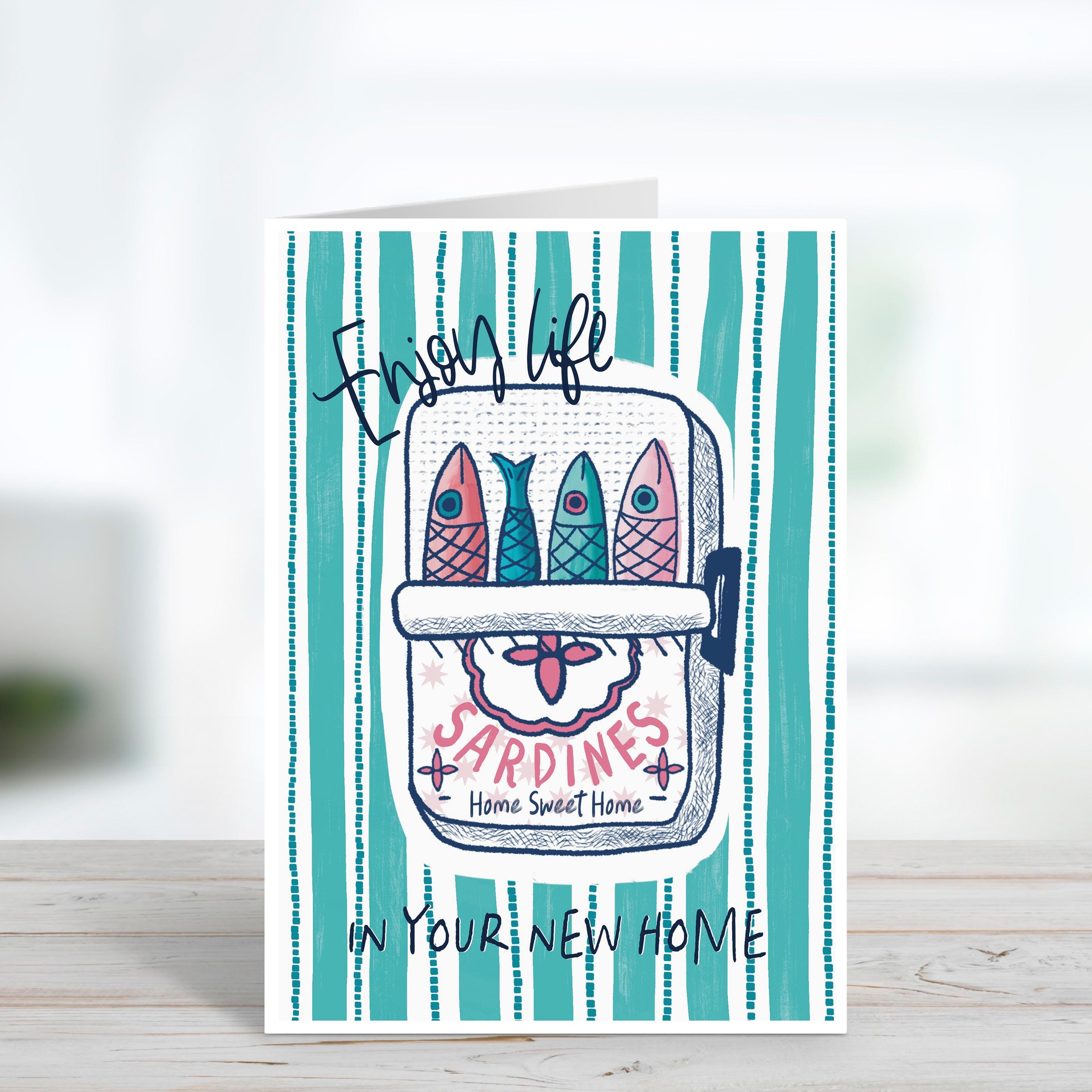 Sardines Tin New Home Card - House Warming Card