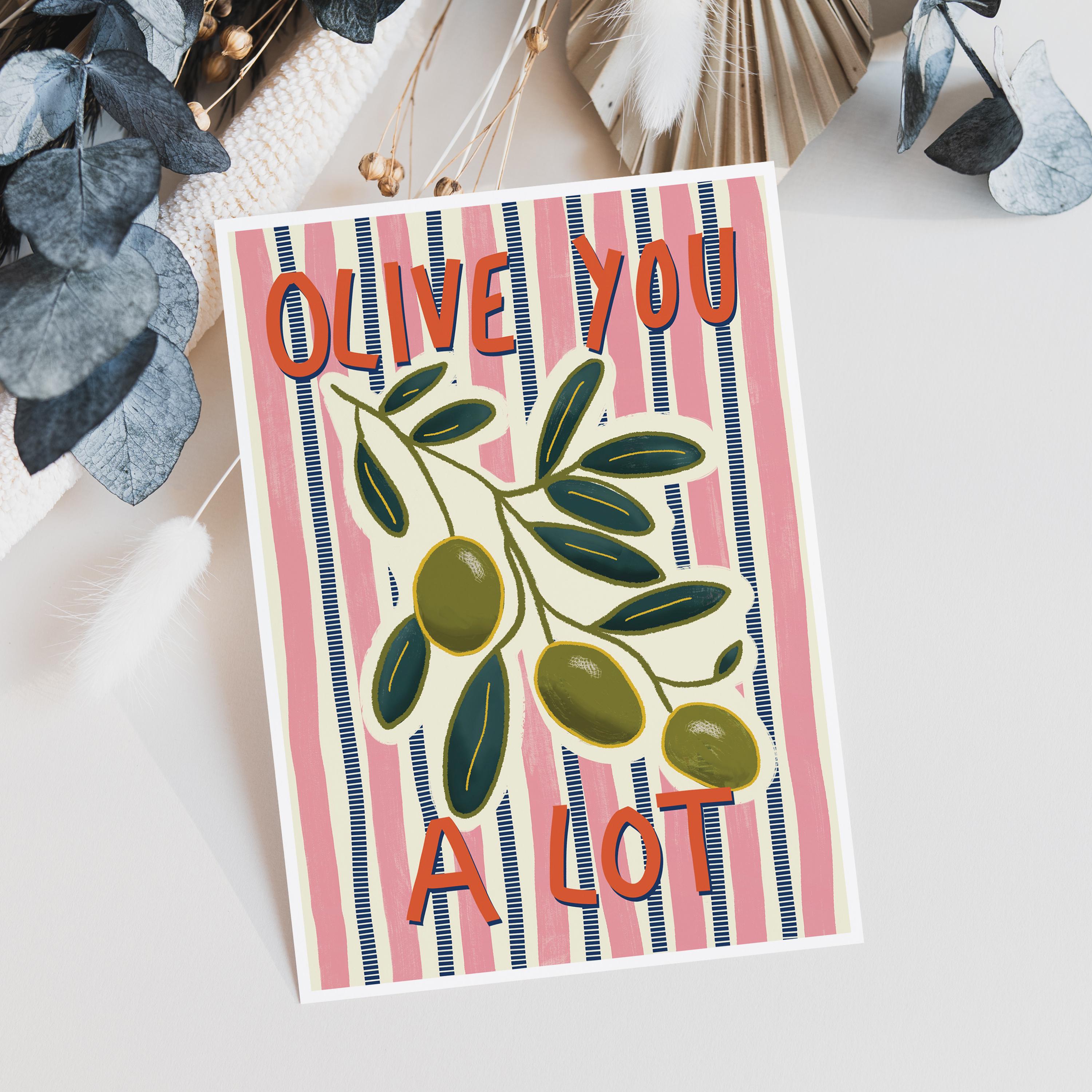 Olive You A Lot Card - Anniversary Card - Valentine's Card - Birthday Card